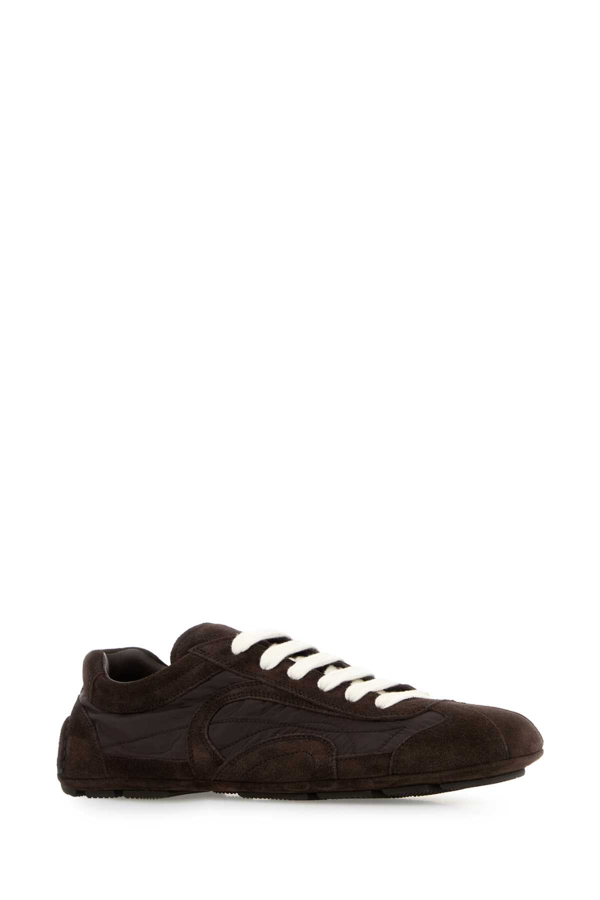 Prada Women Brown Suede And Re-Nylon Montecarlo Re-Edition 2005 Sneakers PRADA