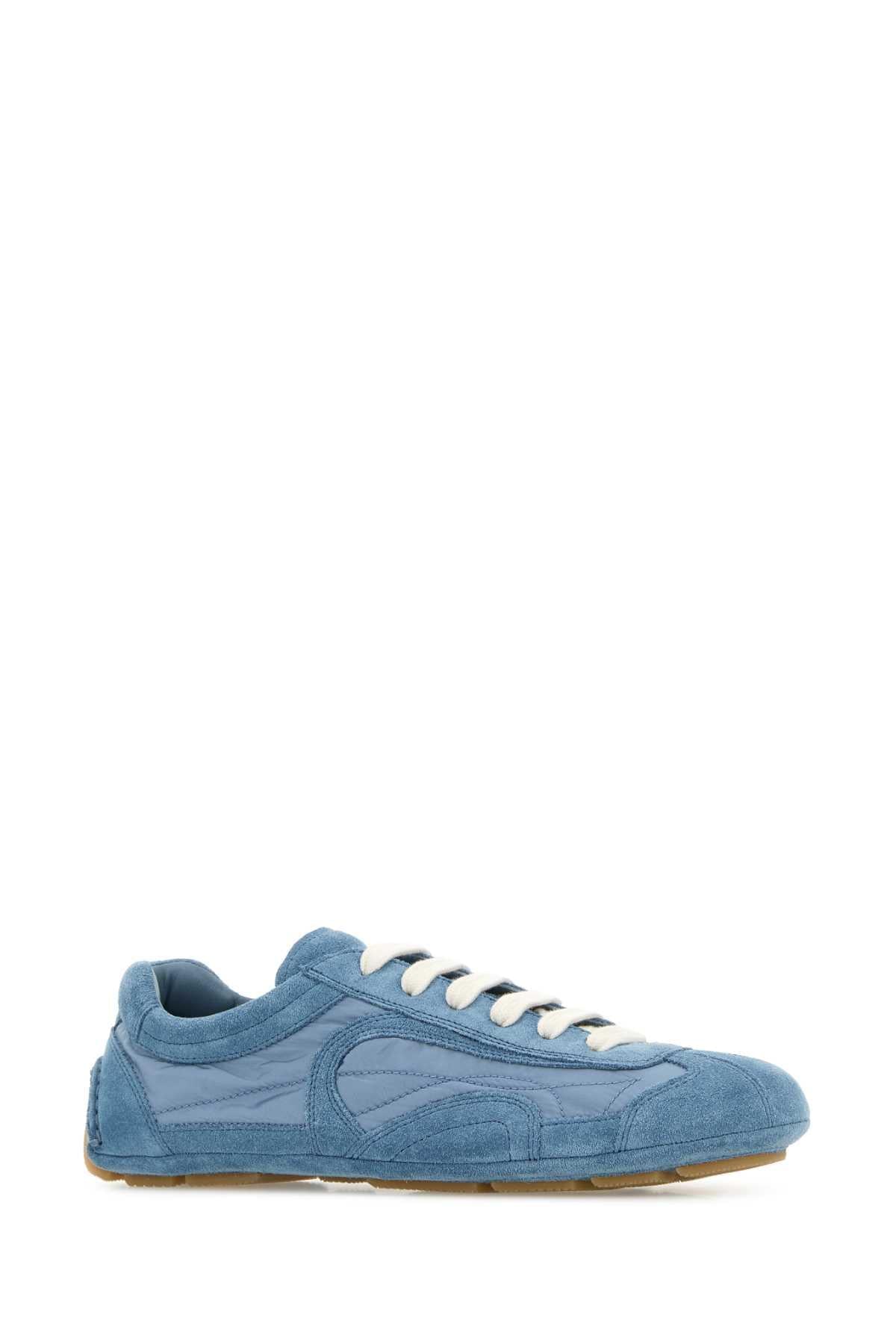 Prada Women Light Blue Suede And Re-Nylon Montecarlo Re-Edition 2005 Sneakers PRADA