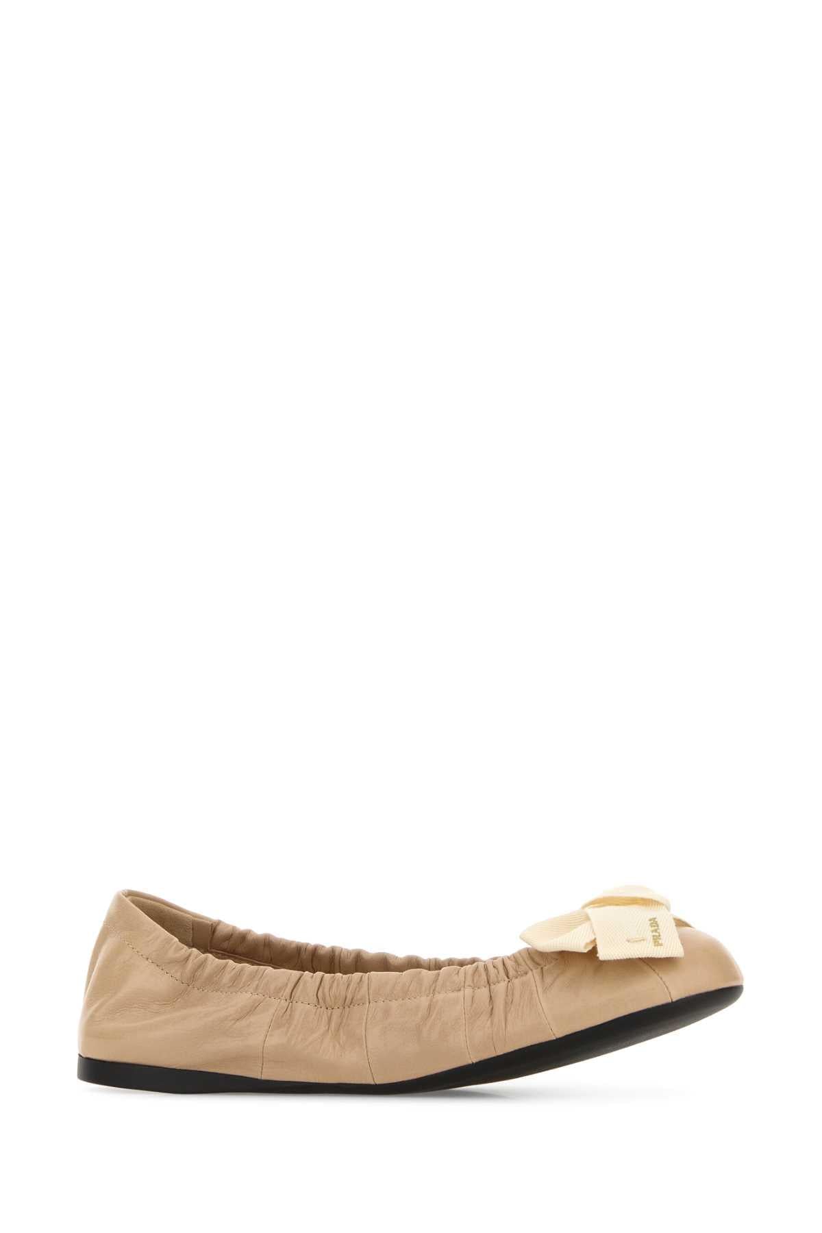 Prada Women Beige Leather Ballerinas PRADA