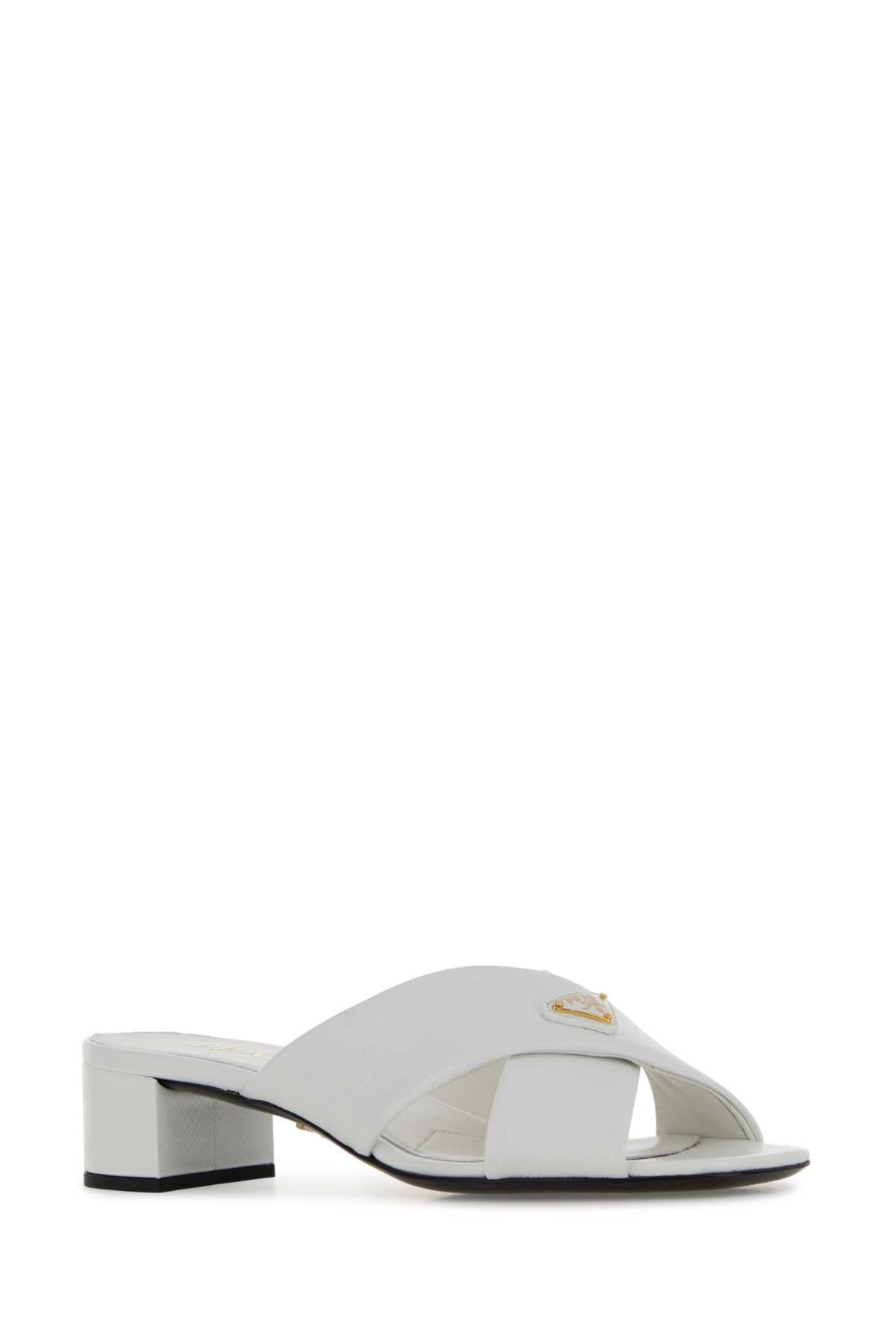 Prada Women White Leather Mules PRADA
