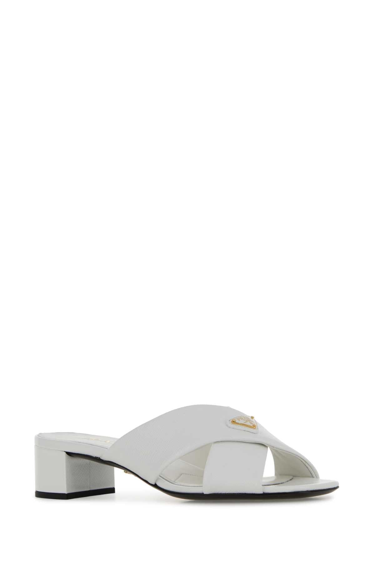 Prada Women White Leather Mules PRADA