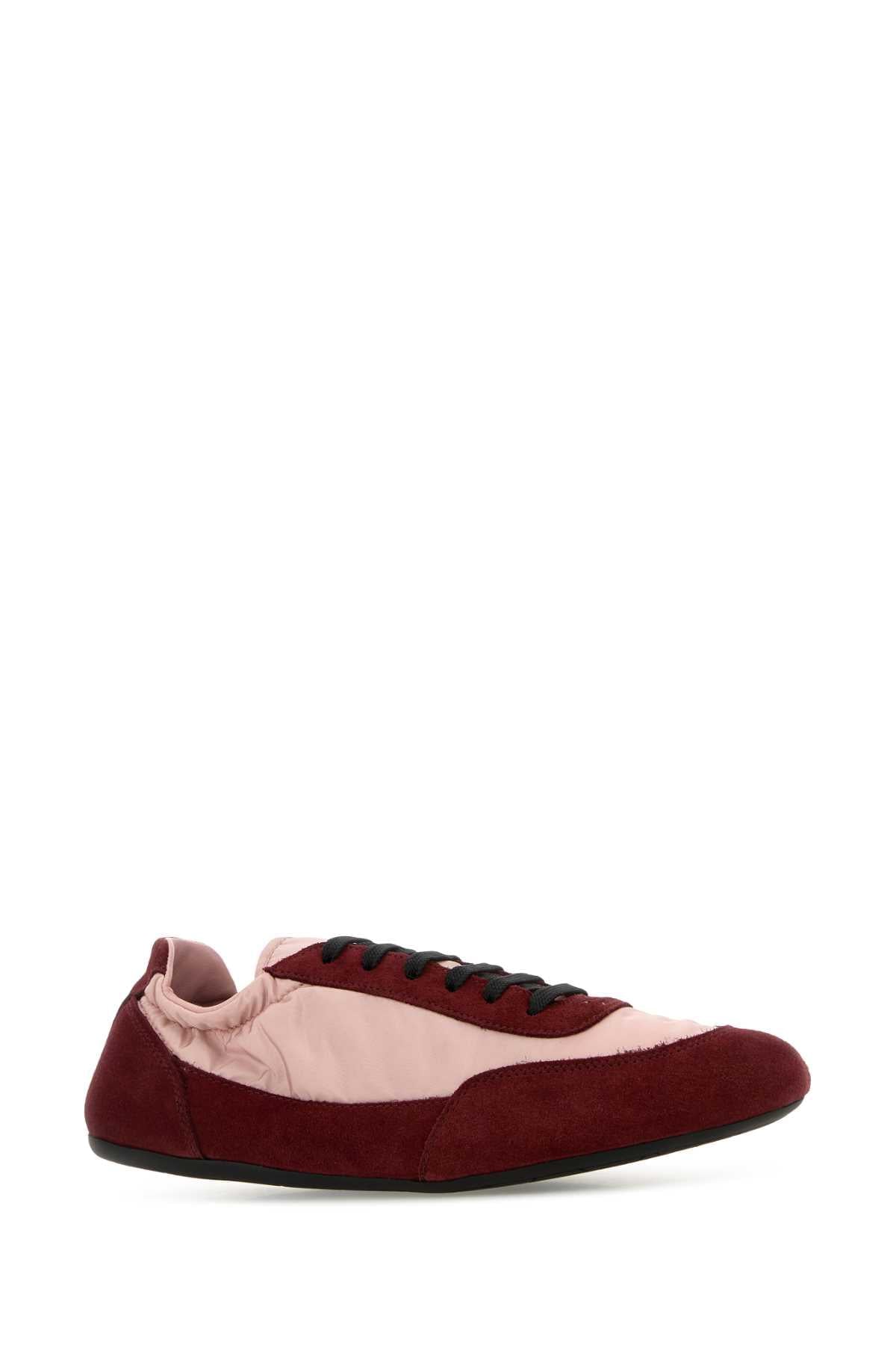 Prada Women Two-Tone Re-Nylon And Suede Collapse Sneakers PRADA