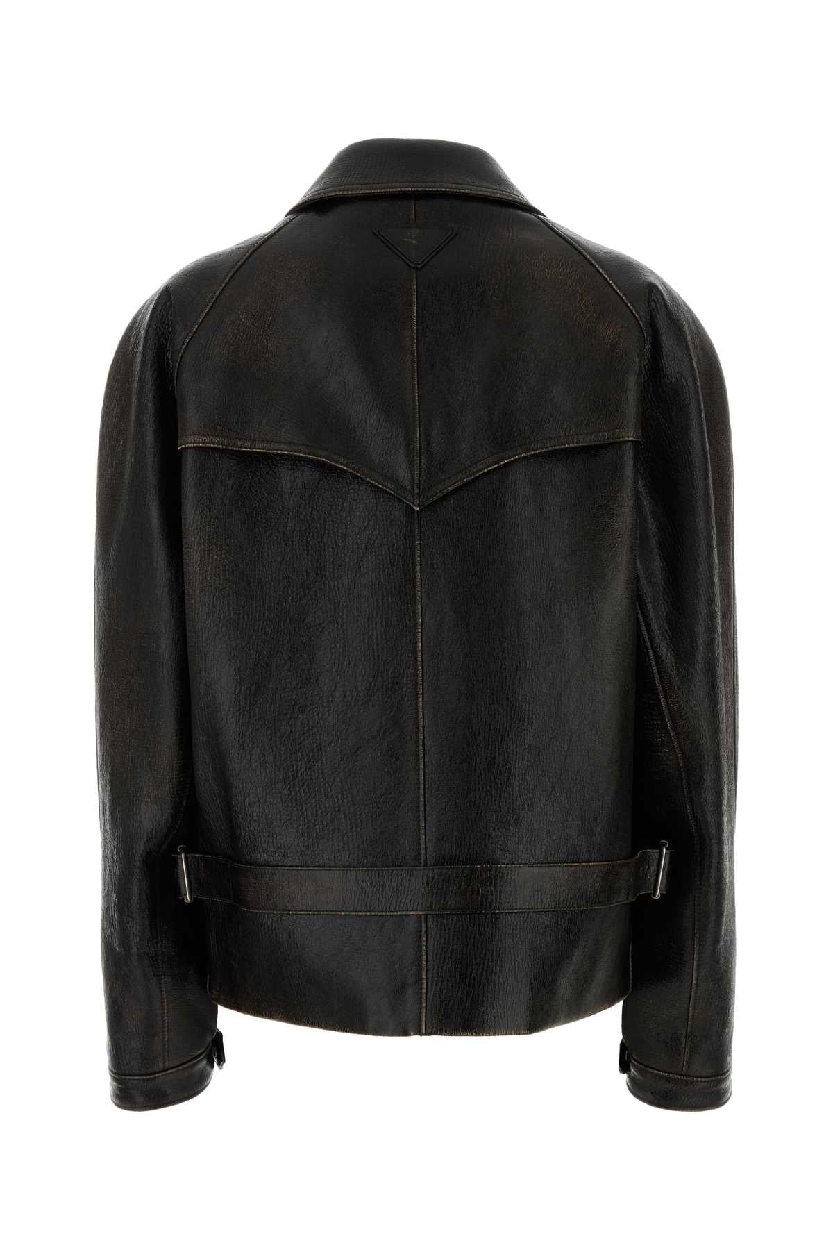 Prada Women Black Leather Jacket PRADA
