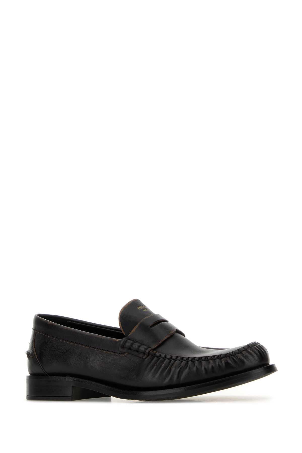 Prada Women Black Leather Loafers PRADA