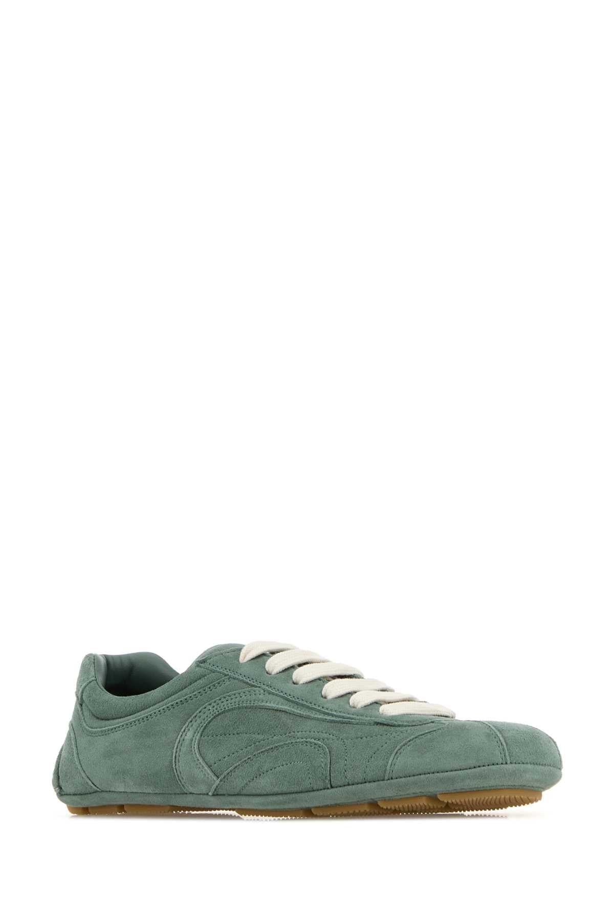 Prada Women Mint Green Suede Montecarlo Sneakers PRADA