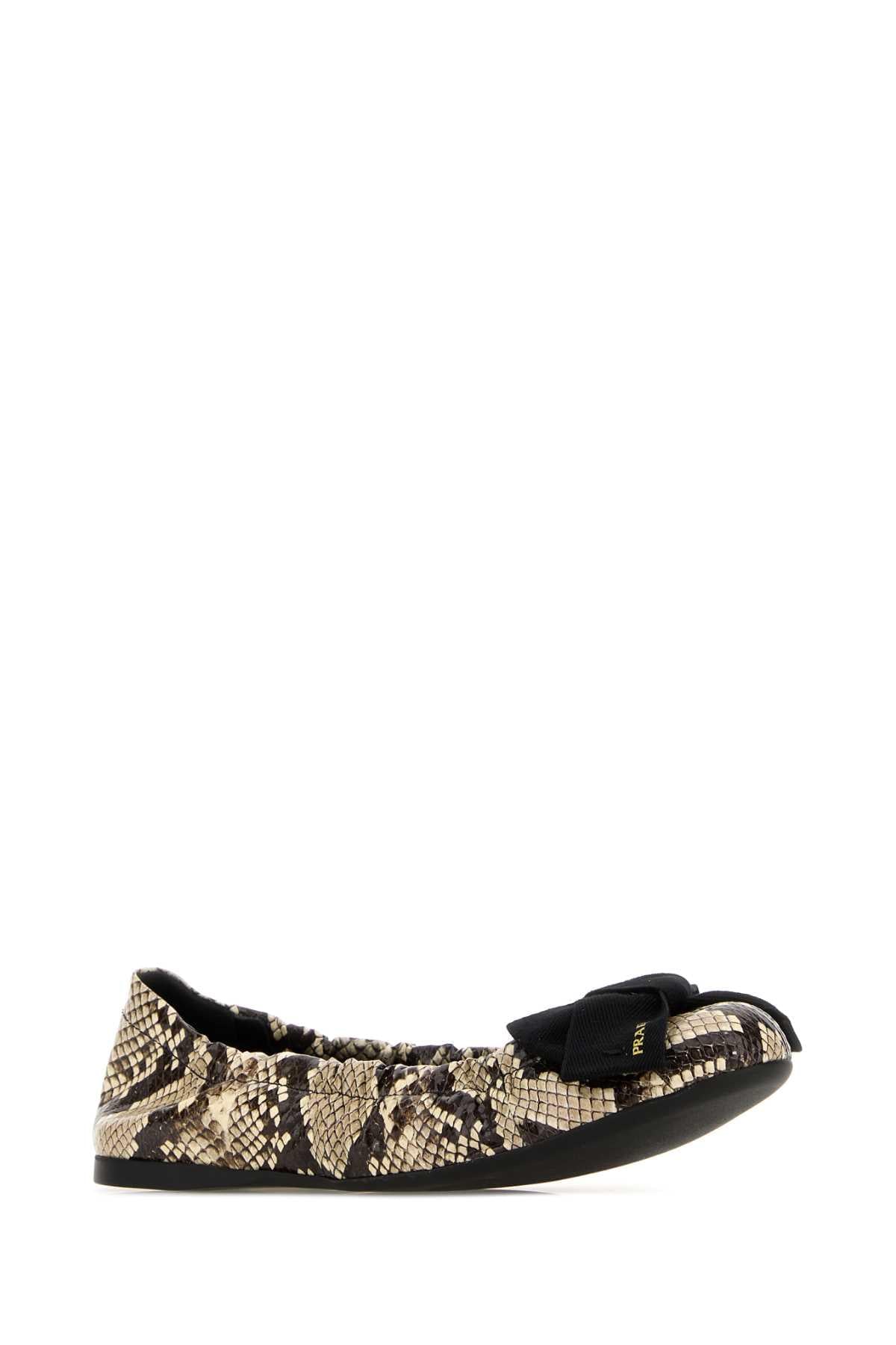 Prada Women Printed Leather Ballerinas PRADA