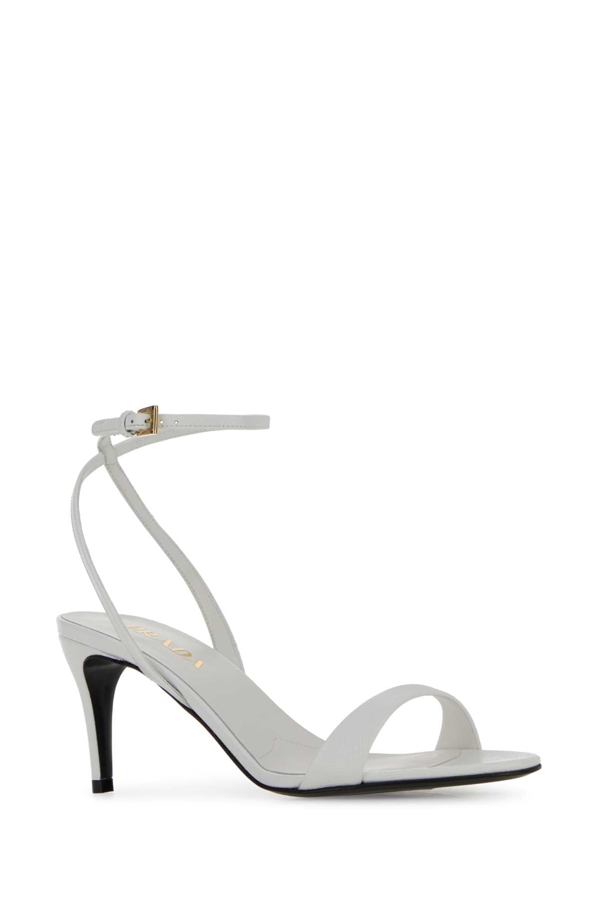 Prada Women White Leather Sandals PRADA