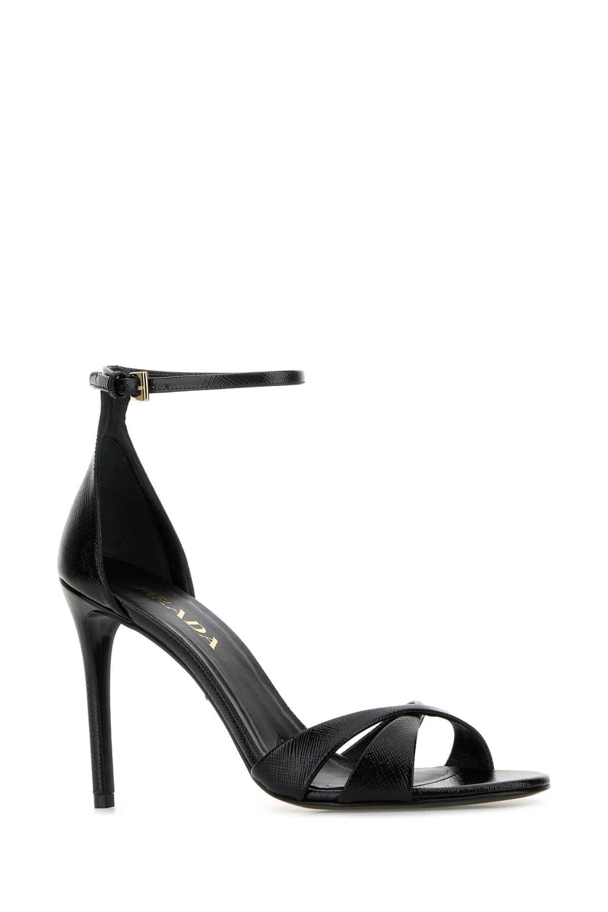 Prada Women Black Leather Sandals PRADA