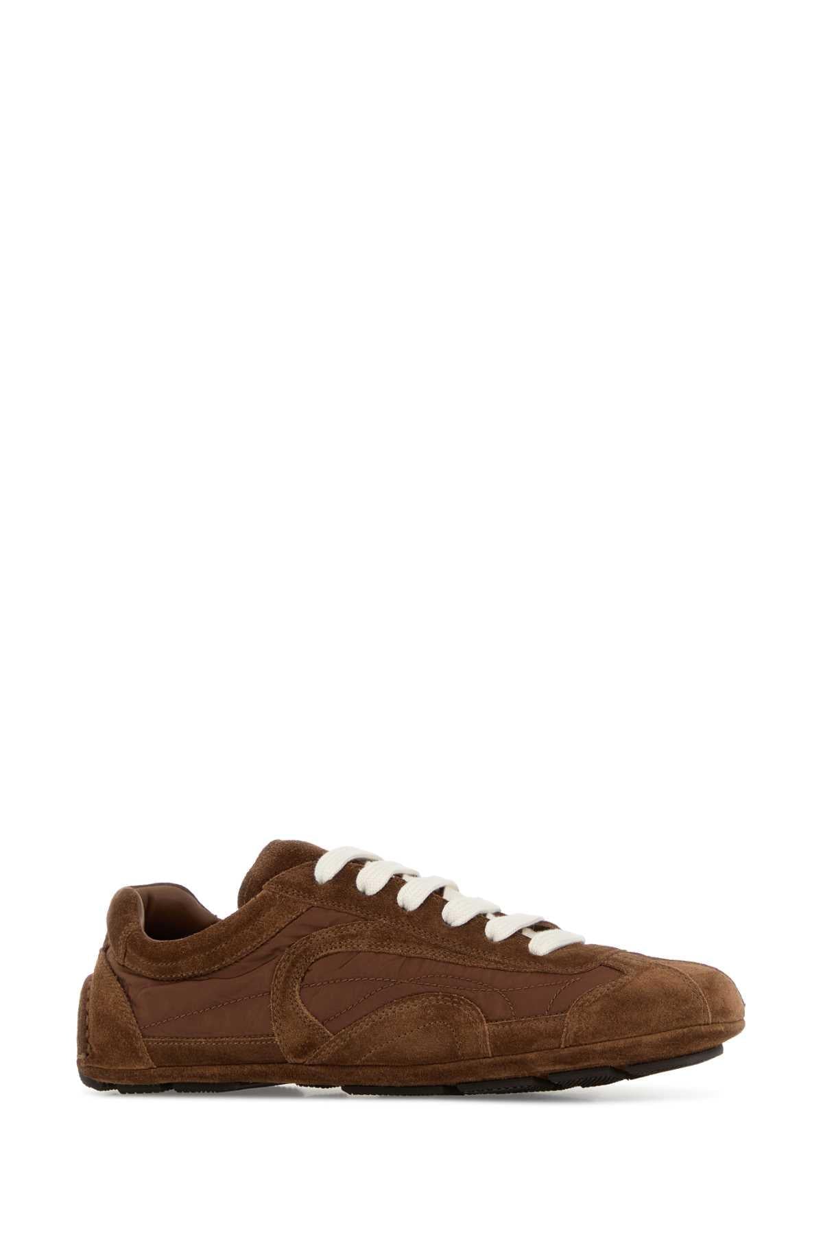 Prada Women Brown Suede And Re-Nylon Montecarlo Re-Edition 2005 Sneakers PRADA