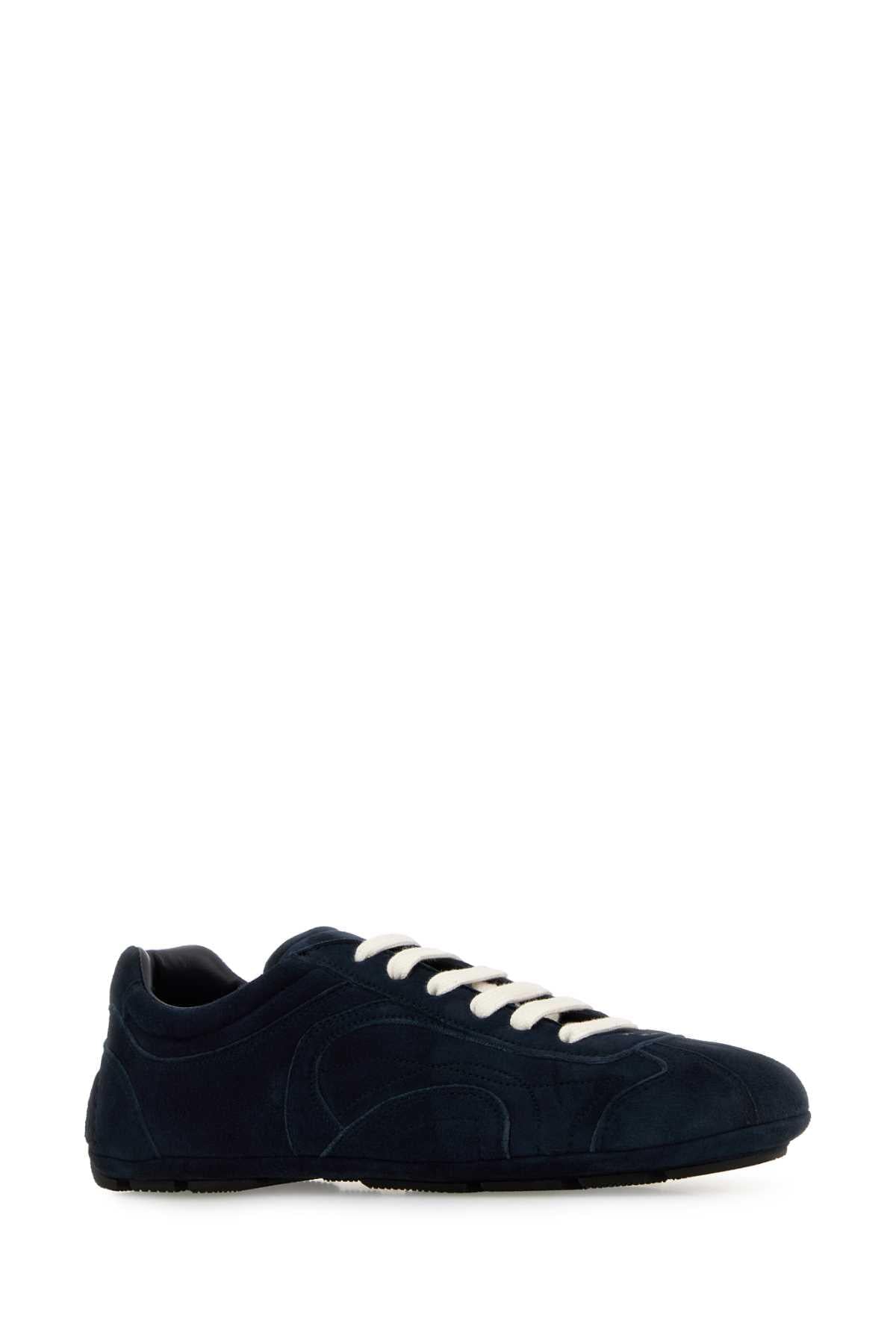 Prada Women Dark Blue Suede Montecarlo Sneakers PRADA