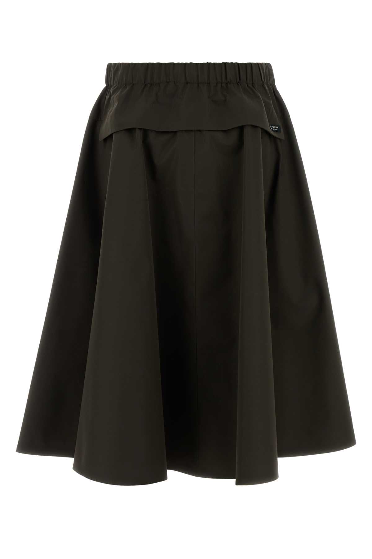 Prada Women Army Green Tech Fabric Skirt PRADA