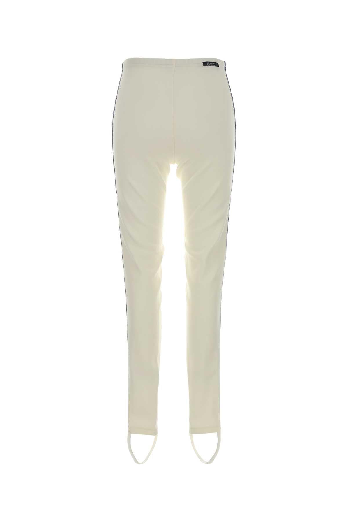Prada Women Ivory Polyester Leggings PRADA
