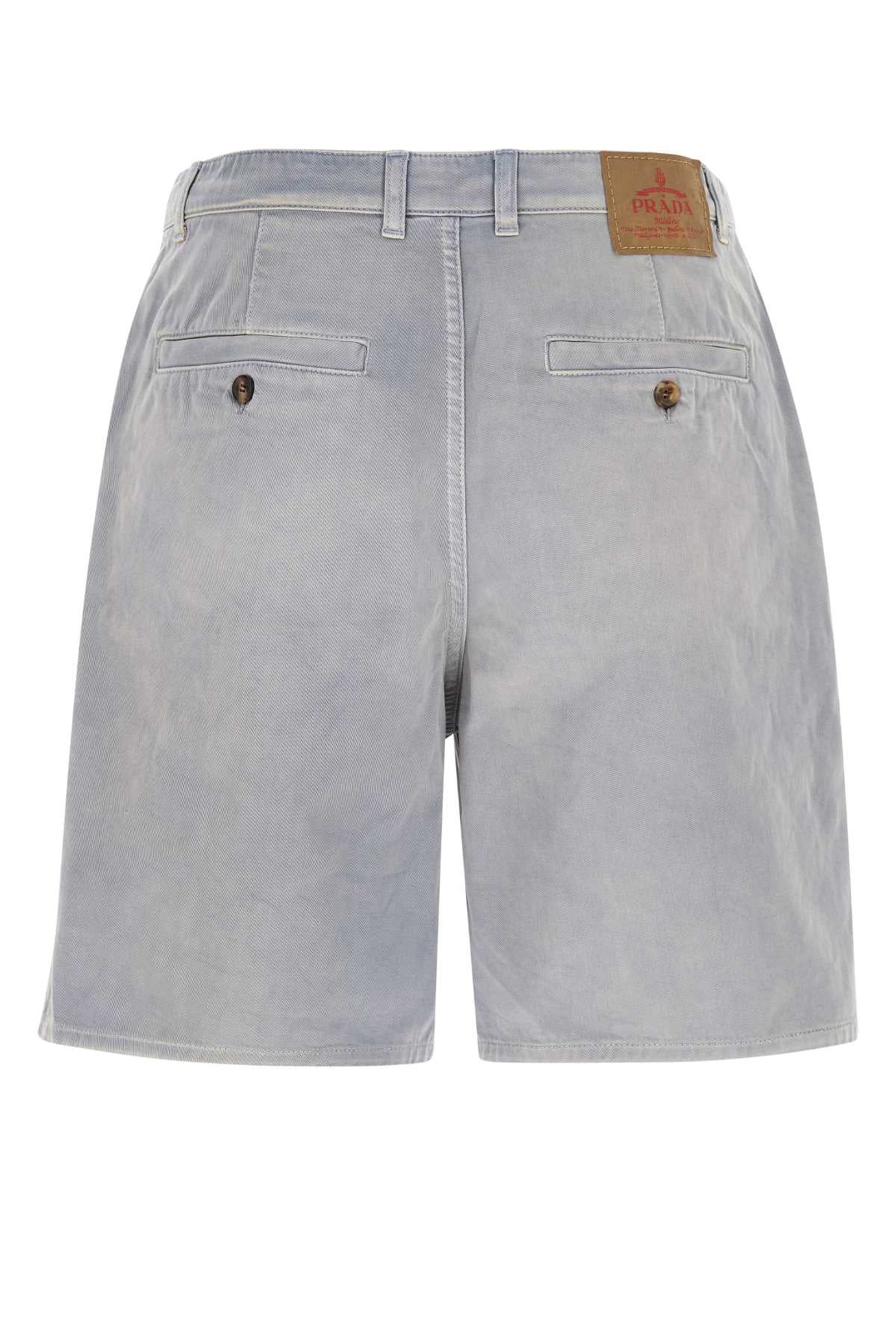 Prada Men Powder Blue Gabardine Bermuda Shorts PRADA