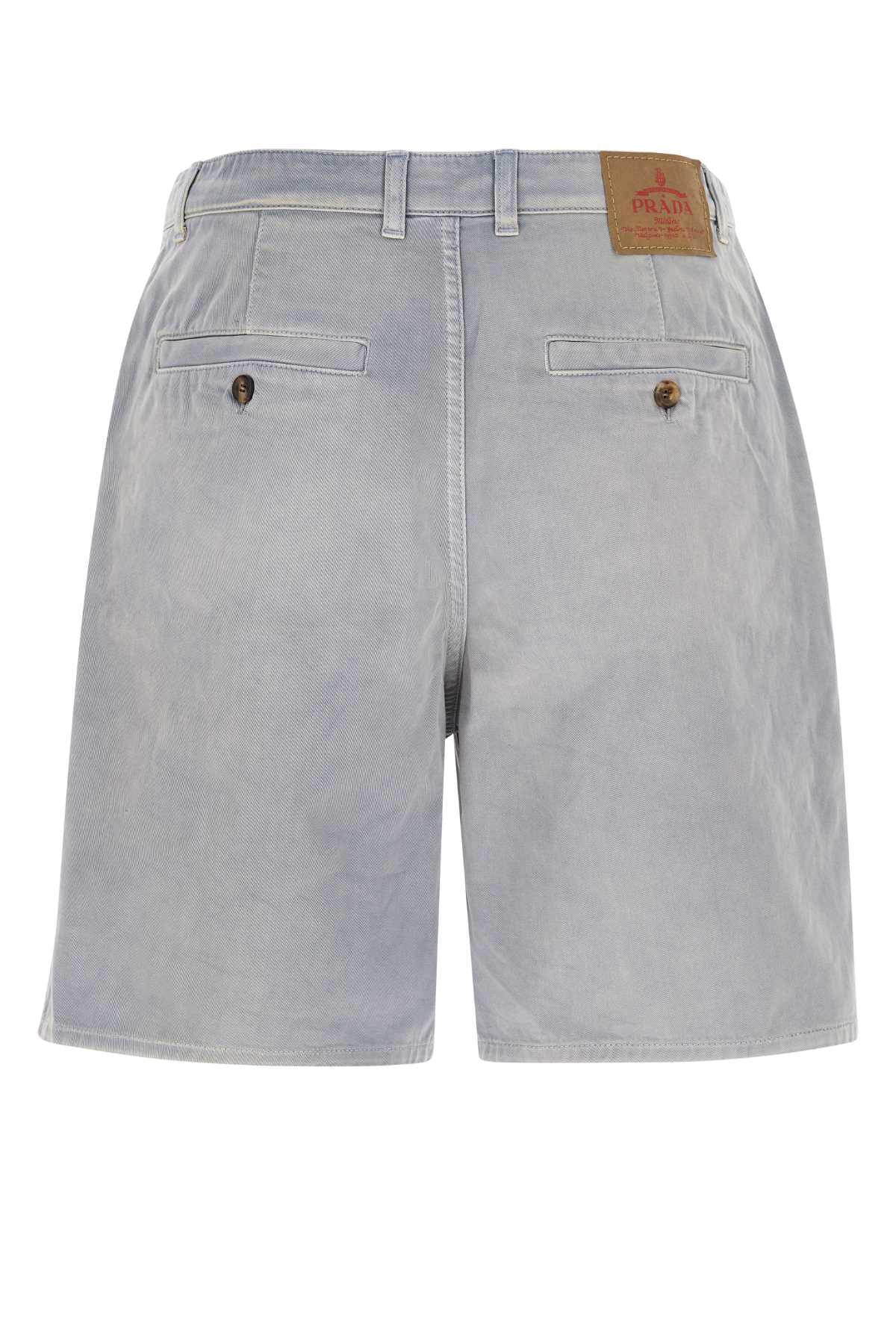 Prada Men Powder Blue Gabardine Bermuda Shorts PRADA