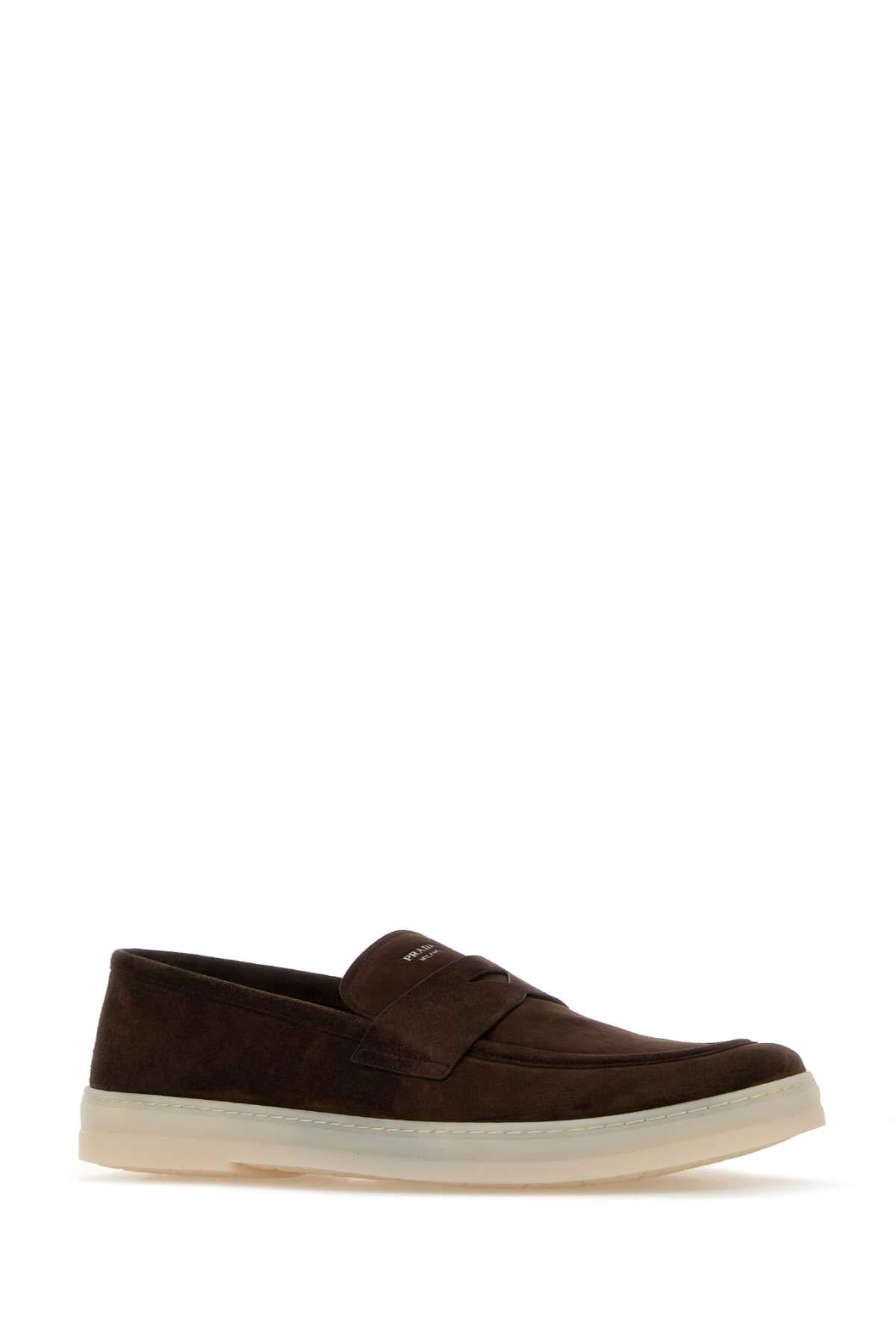 Prada Men Dark Brown Suede Loafers PRADA
