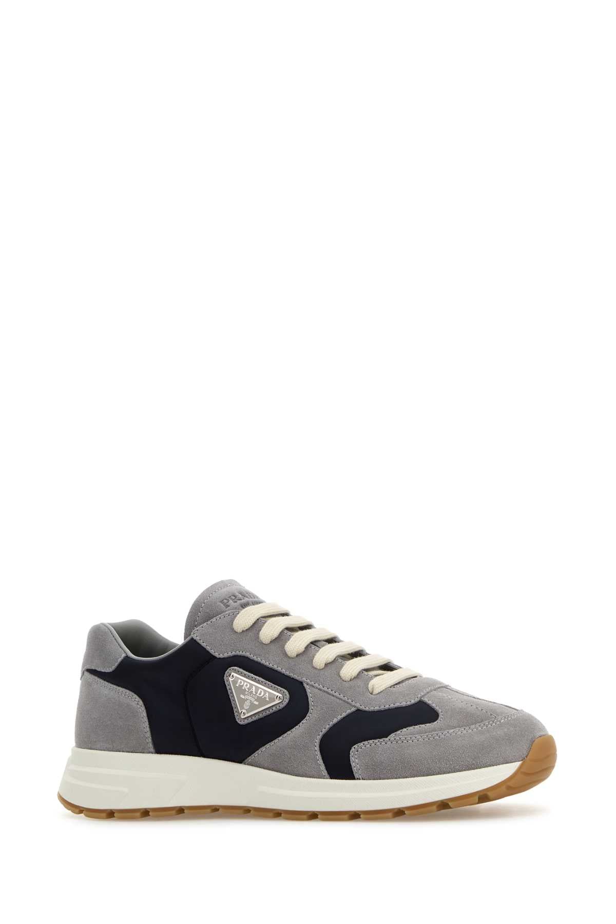 Prada Men Two-Tone Suede And Re-Nylon Prax Sneakers PRADA