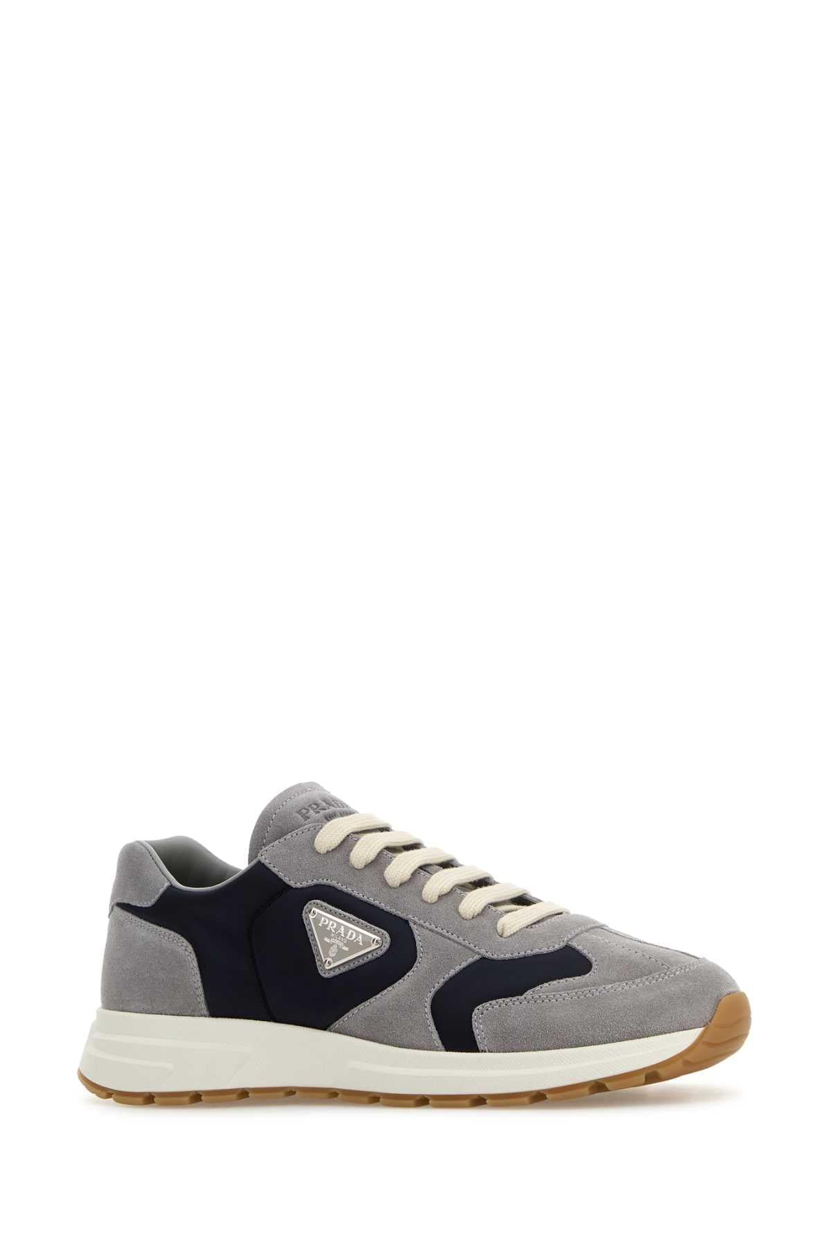 Prada Men Two-Tone Suede And Re-Nylon Prax Sneakers PRADA