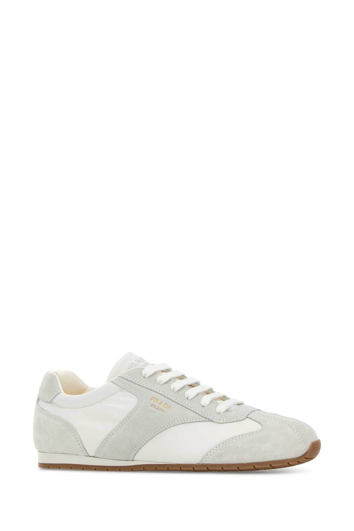 Prada Men Two-Tone Suede And Fabric Sneakers PRADA
