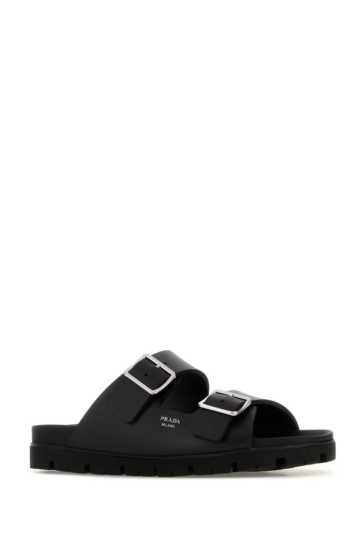 Prada Men Black Leather Slippers PRADA