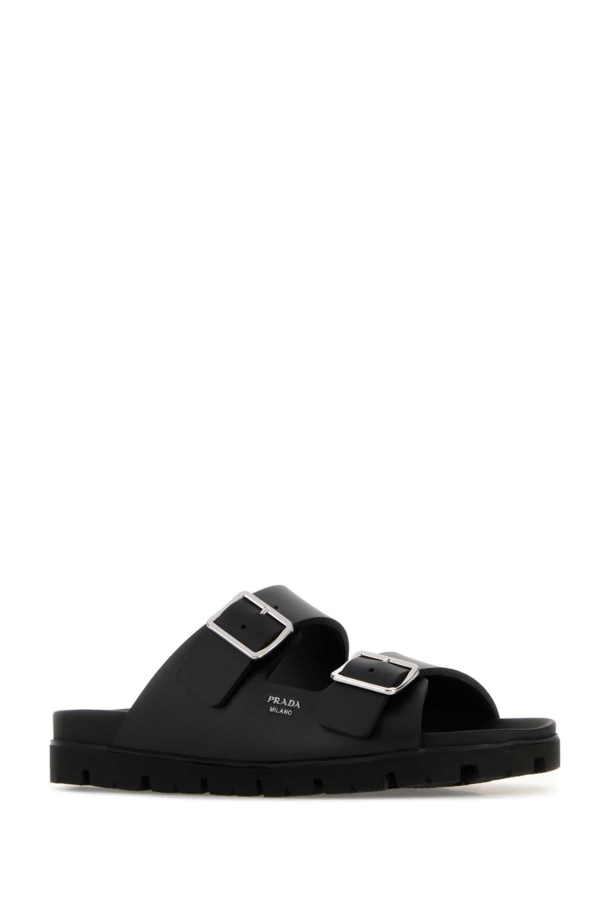 Prada Men Black Leather Slippers PRADA