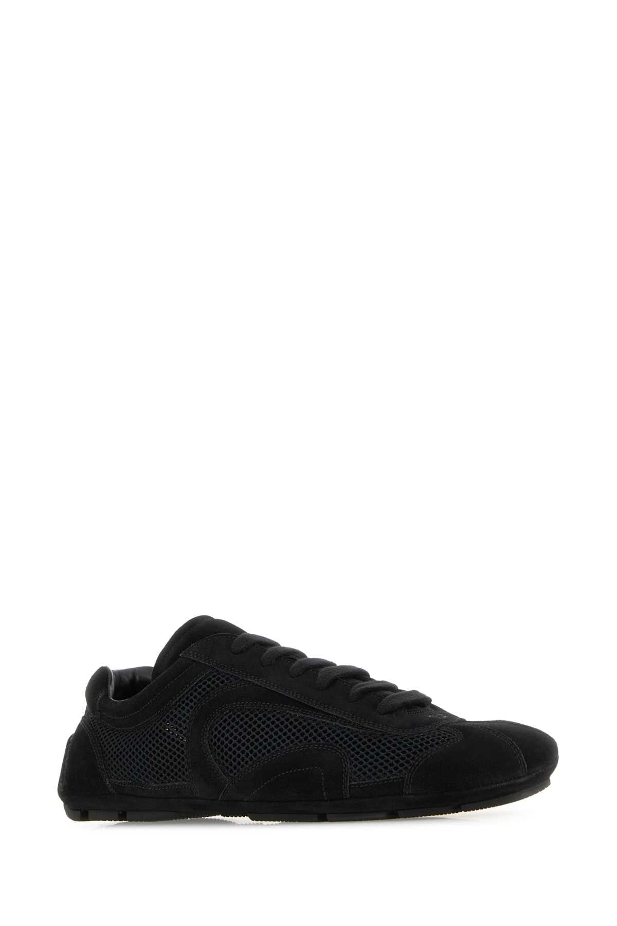 Prada Men Black Suede And Mesh Montecarlo Re-Edition 2005 Sneakers PRADA