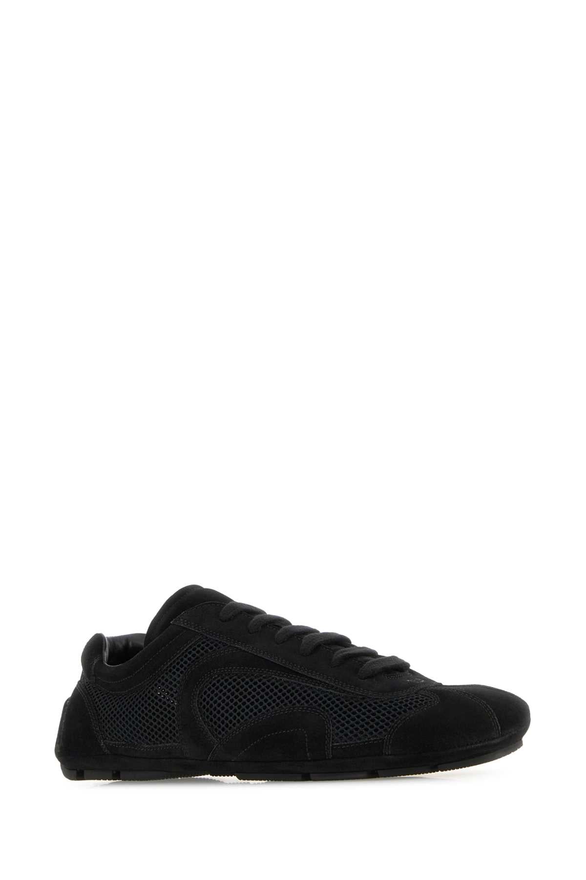 Prada Men Black Suede And Mesh Montecarlo Re-Edition 2005 Sneakers PRADA