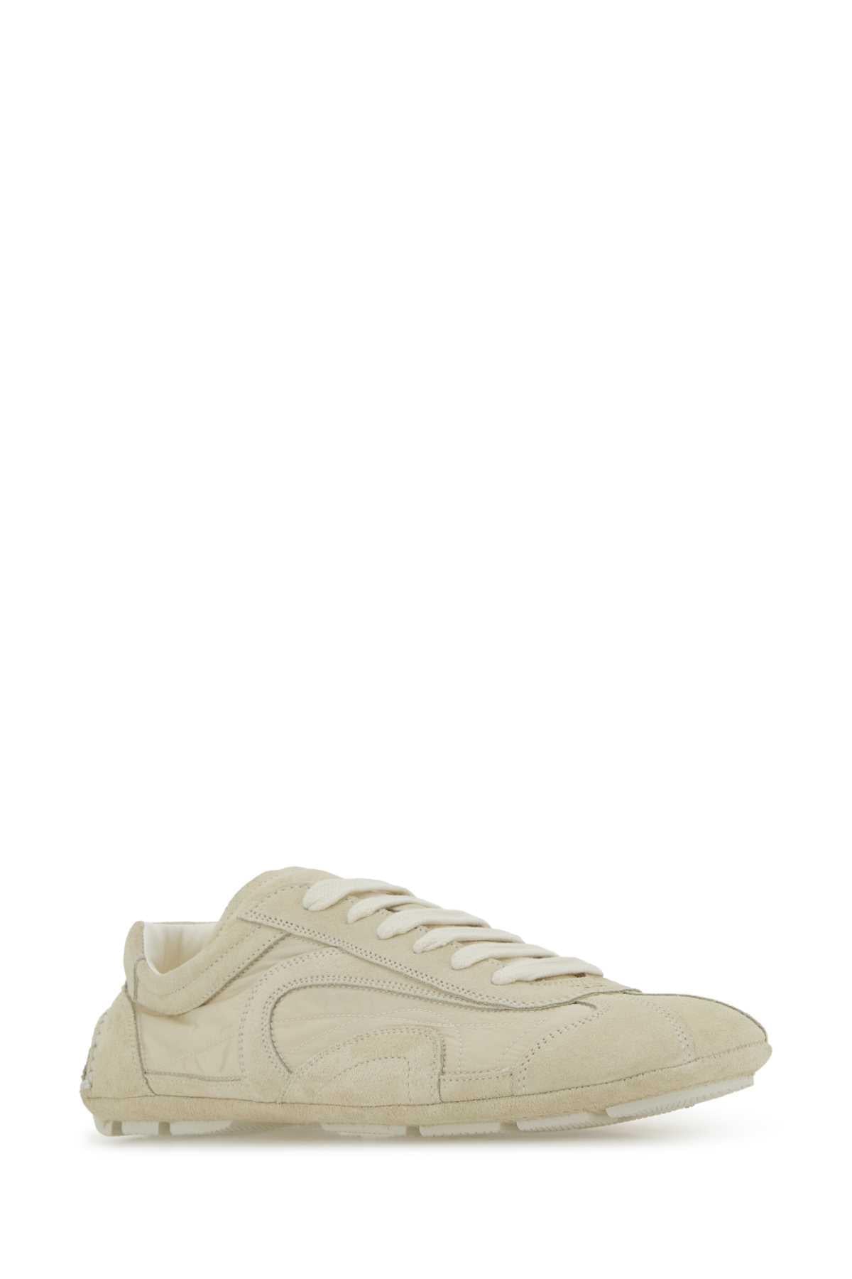 Prada Men Ivory Suede And Re-Nylon Montecarlo Re-Edition 2005 Sneakers PRADA