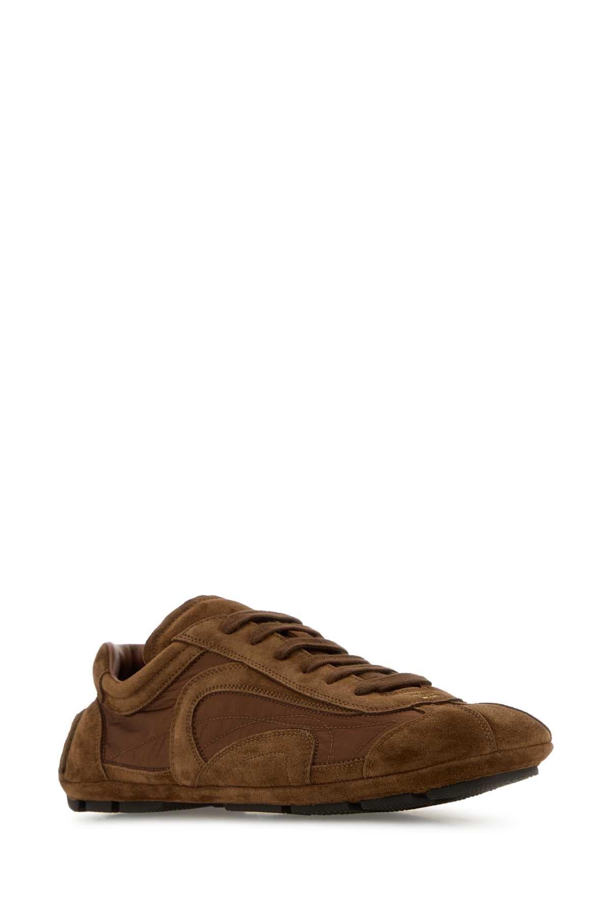 Prada Men Brown Suede And Re-Nylon Montecarlo Re-Edition 2005 Sneakers PRADA
