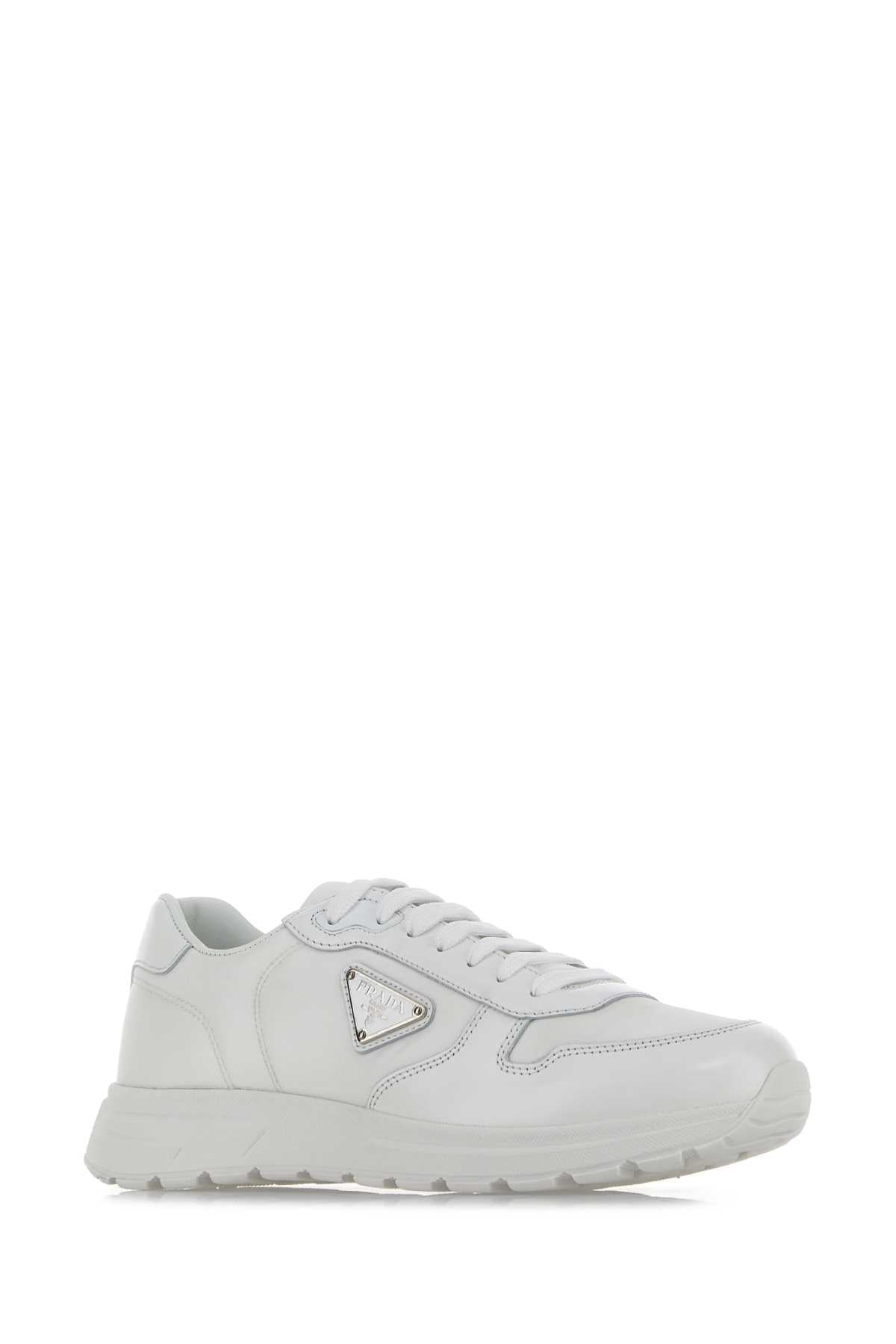 Prada Men White Nylon And Leather Prax 2.0 Sneakers PRADA