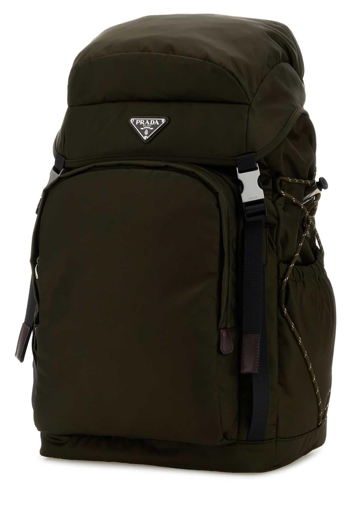 Prada Men Olive Green Canvas Backpack