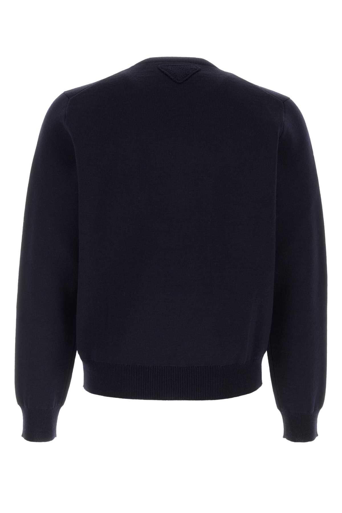Prada Men Dark Blue Wool Blend Sweater