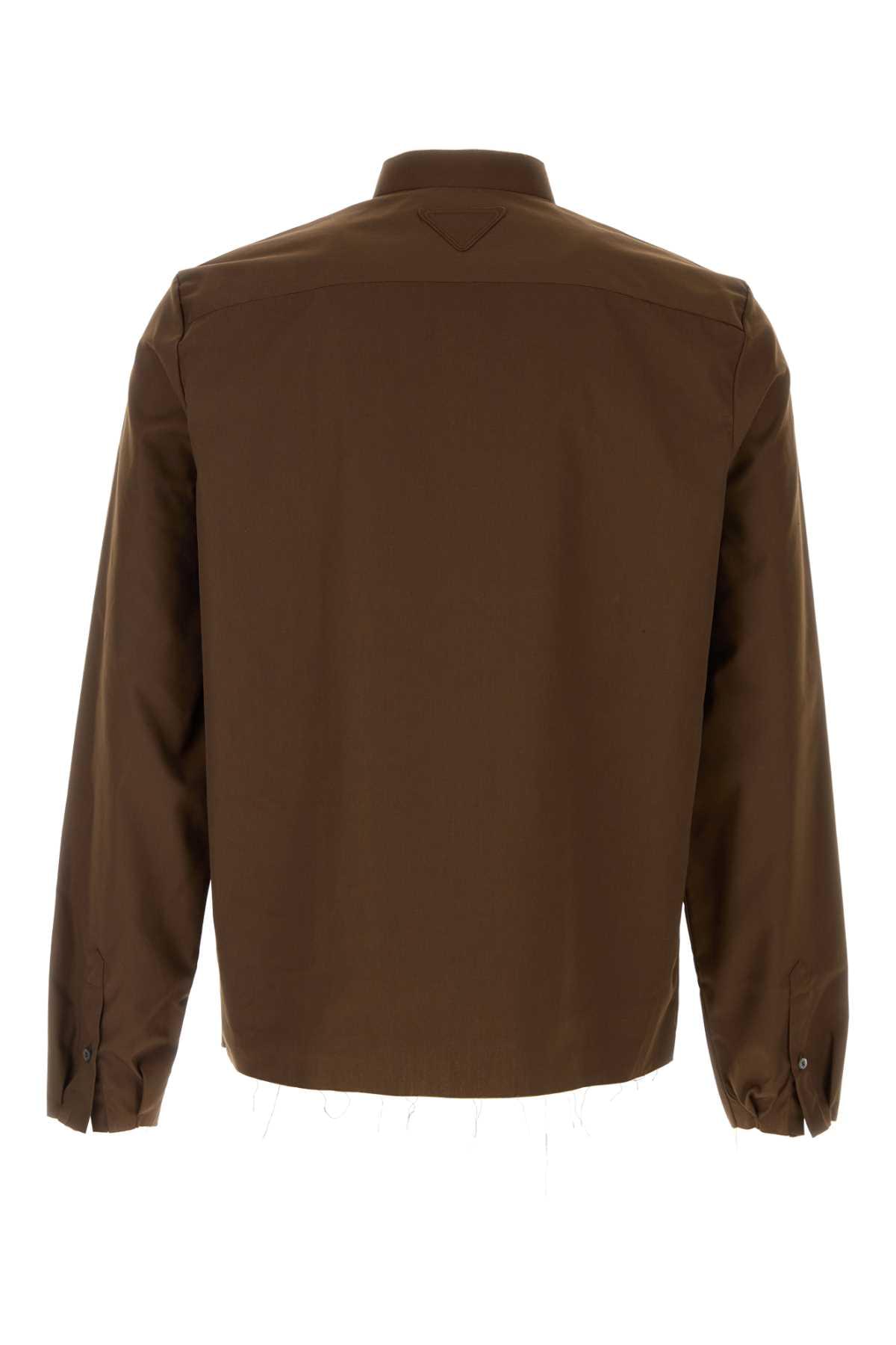 Prada Men Brown Poplin Shirt PRADA