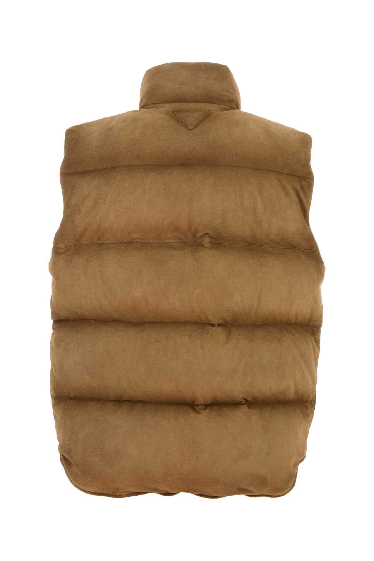 Prada Men Biscuit Suede Sleeveless Down Jacket PRADA