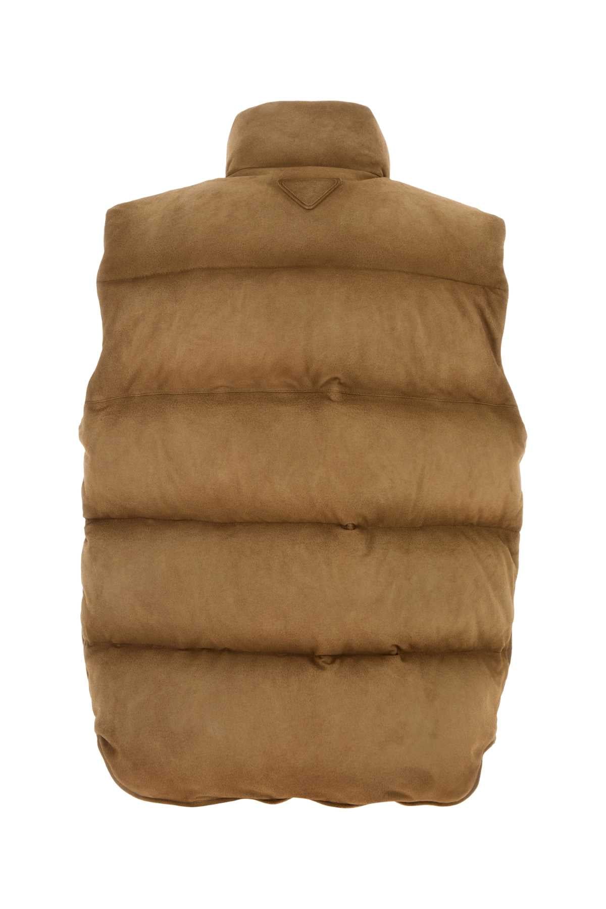 Prada Men Biscuit Suede Sleeveless Down Jacket PRADA