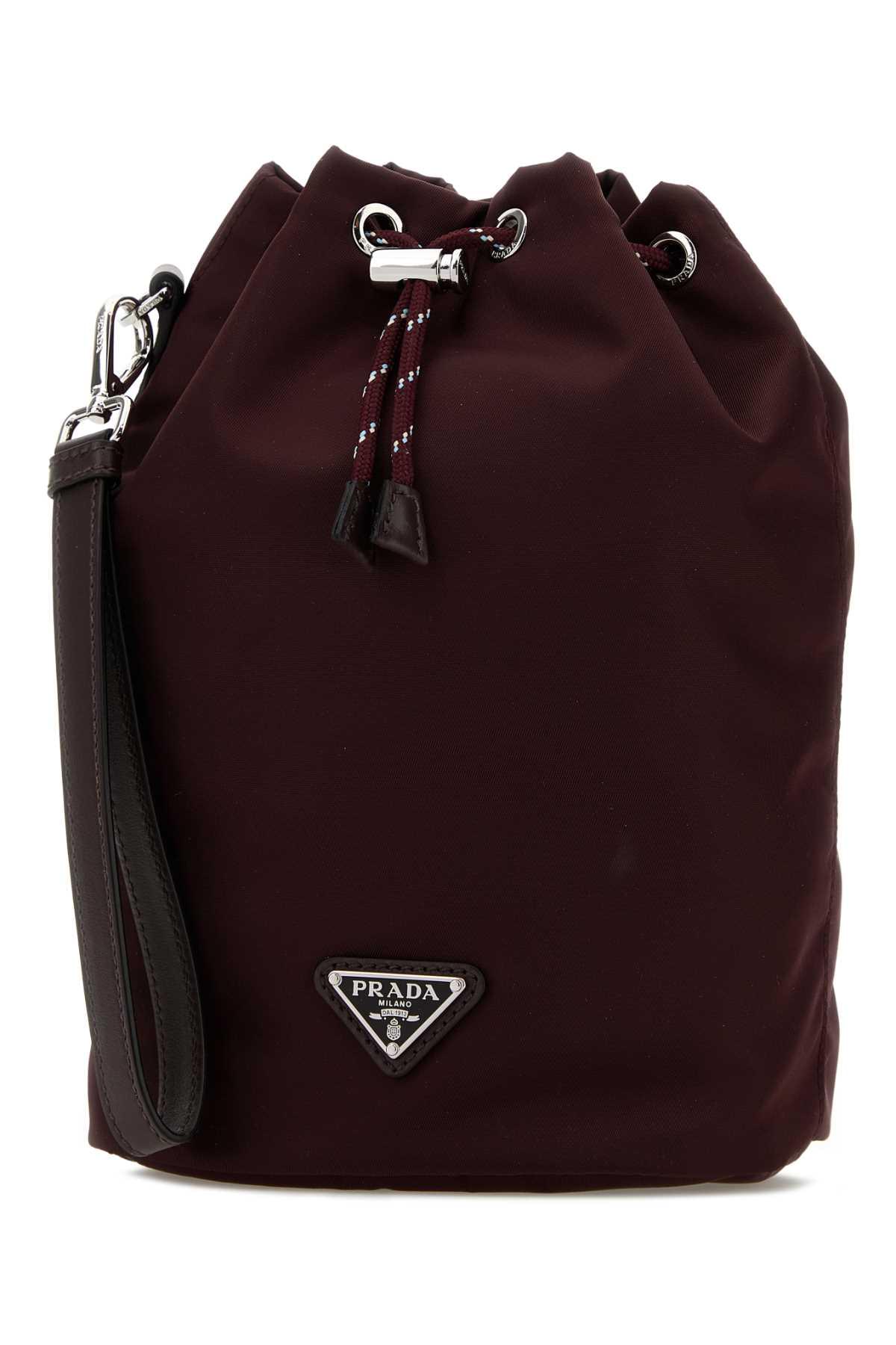 Prada Men Burgundy Fabric Clutch PRADA