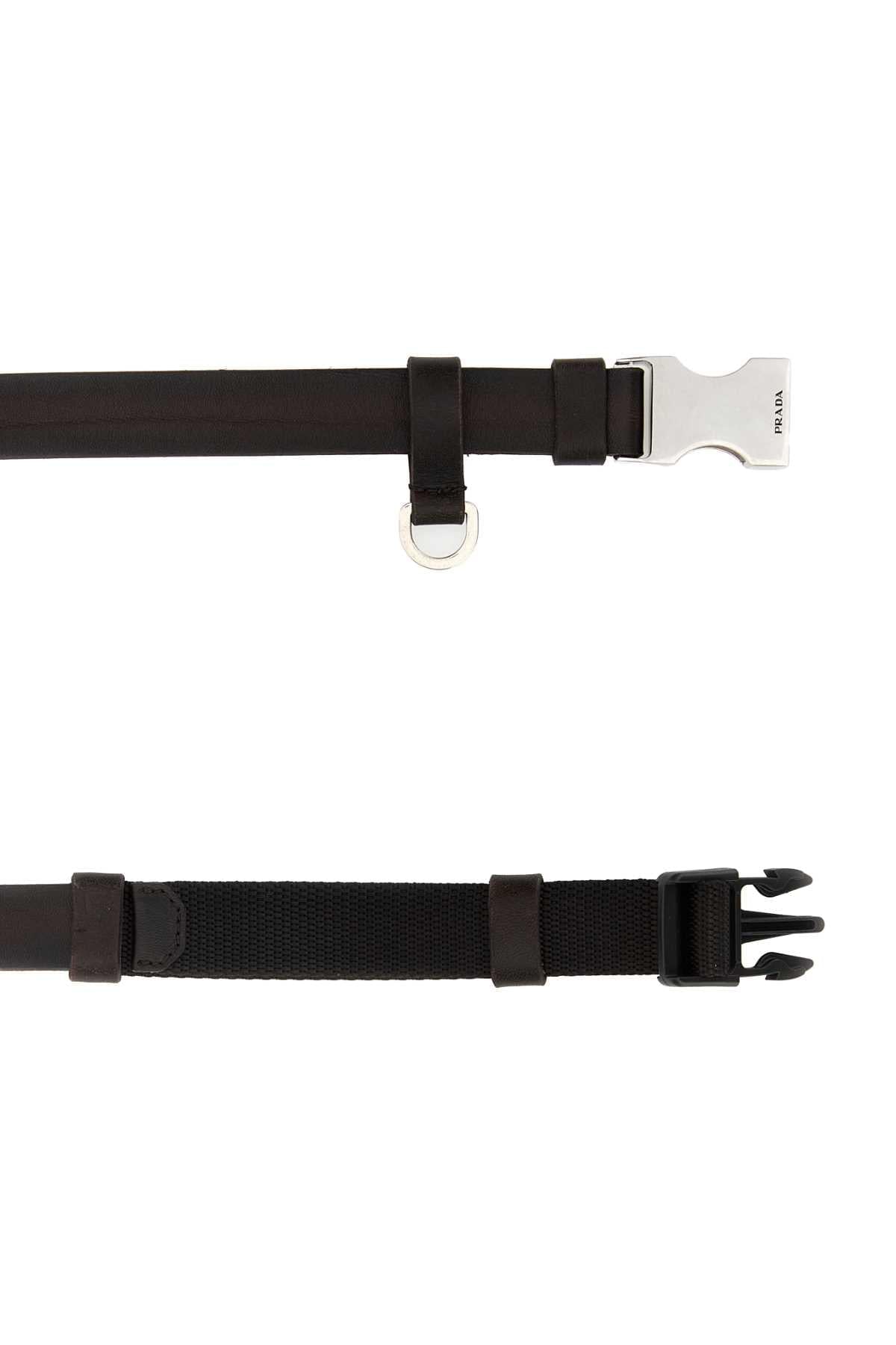 Prada Men Dark Brown Leather Belt PRADA