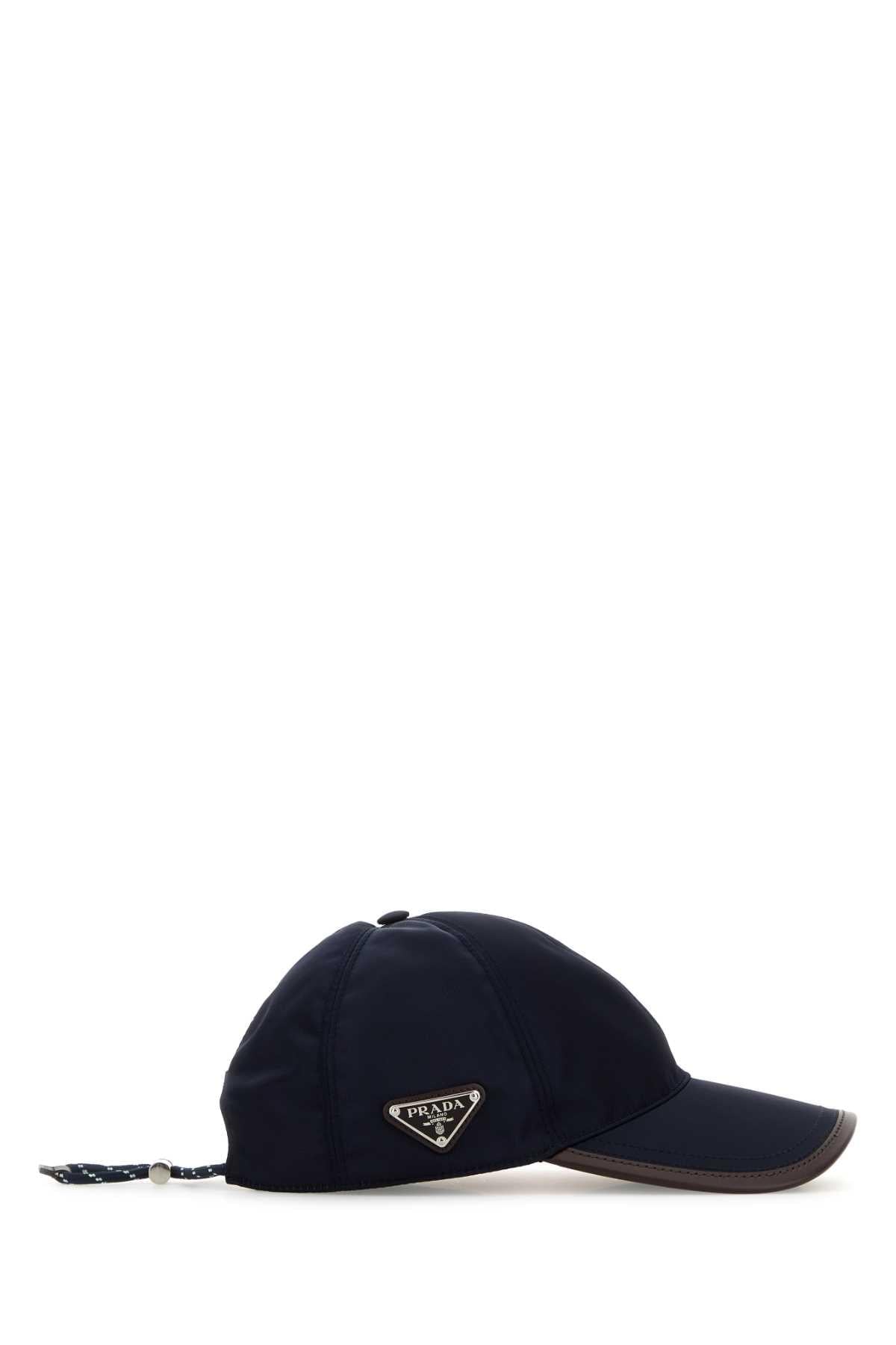 Prada Men Navy Blue Re-Nylon Baseball Cap PRADA