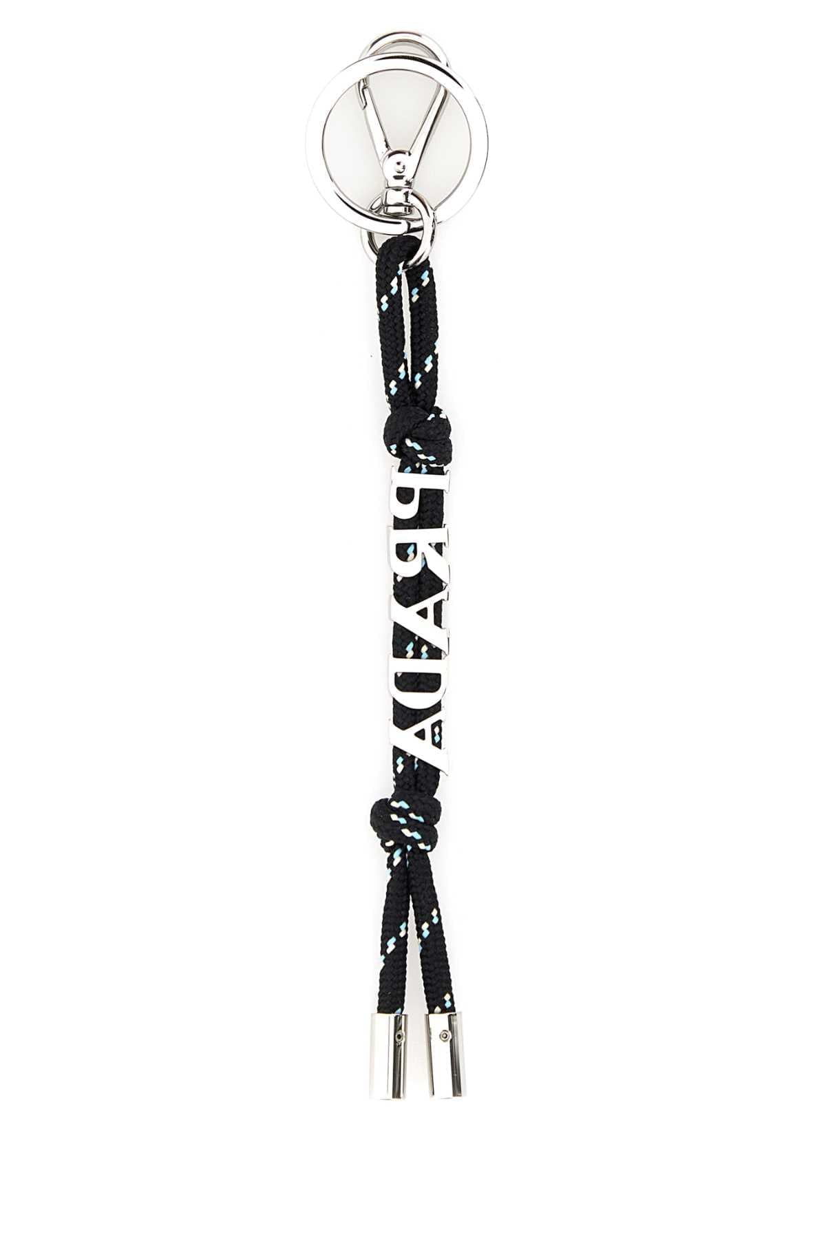 Prada Men Black Fabric Key Ring PRADA