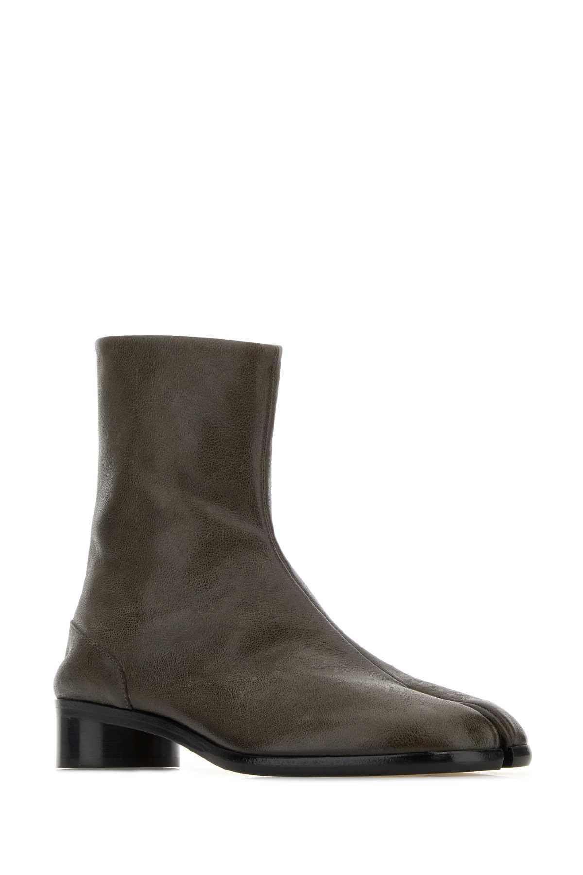 Maison Margiela Men Olive Green Leather Tabi Ankle Boots MAISON MARGIELA