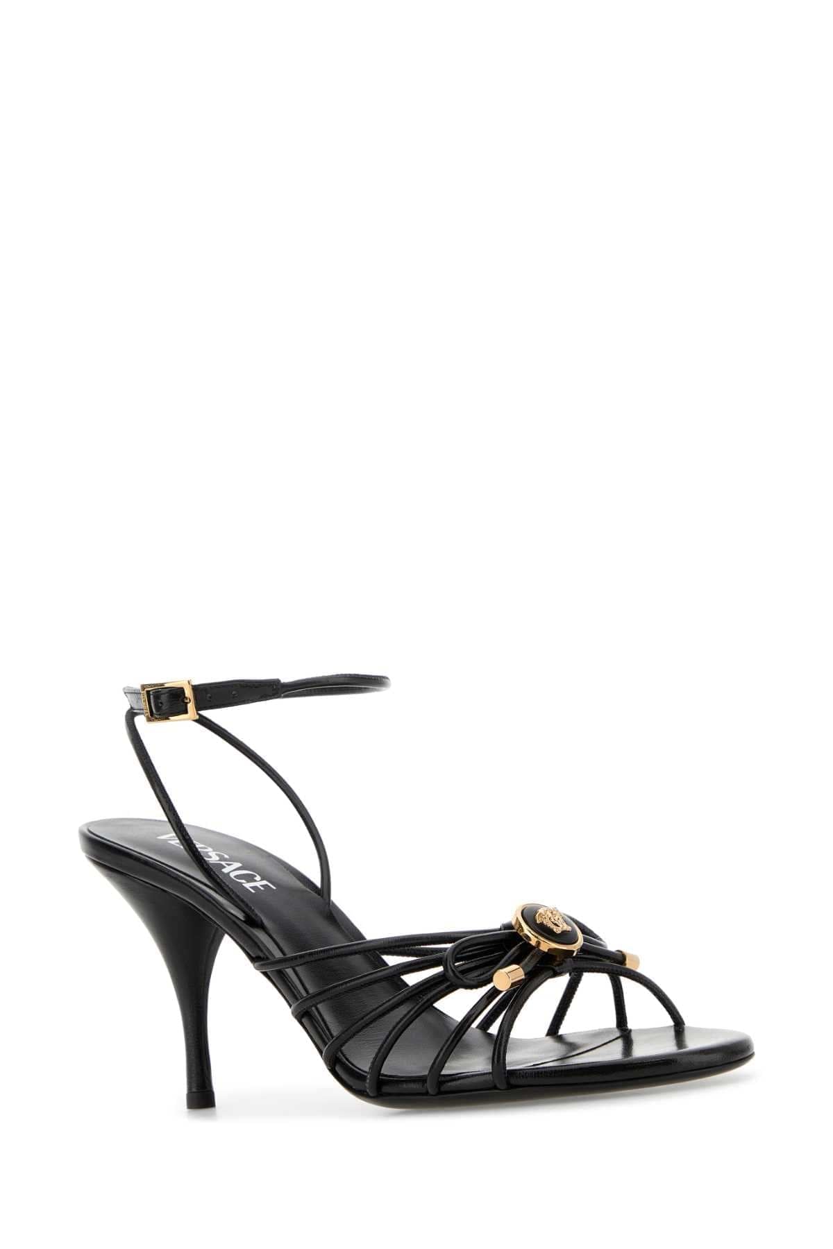 Versace Women Black Nappa Leather Sandals VERSACE