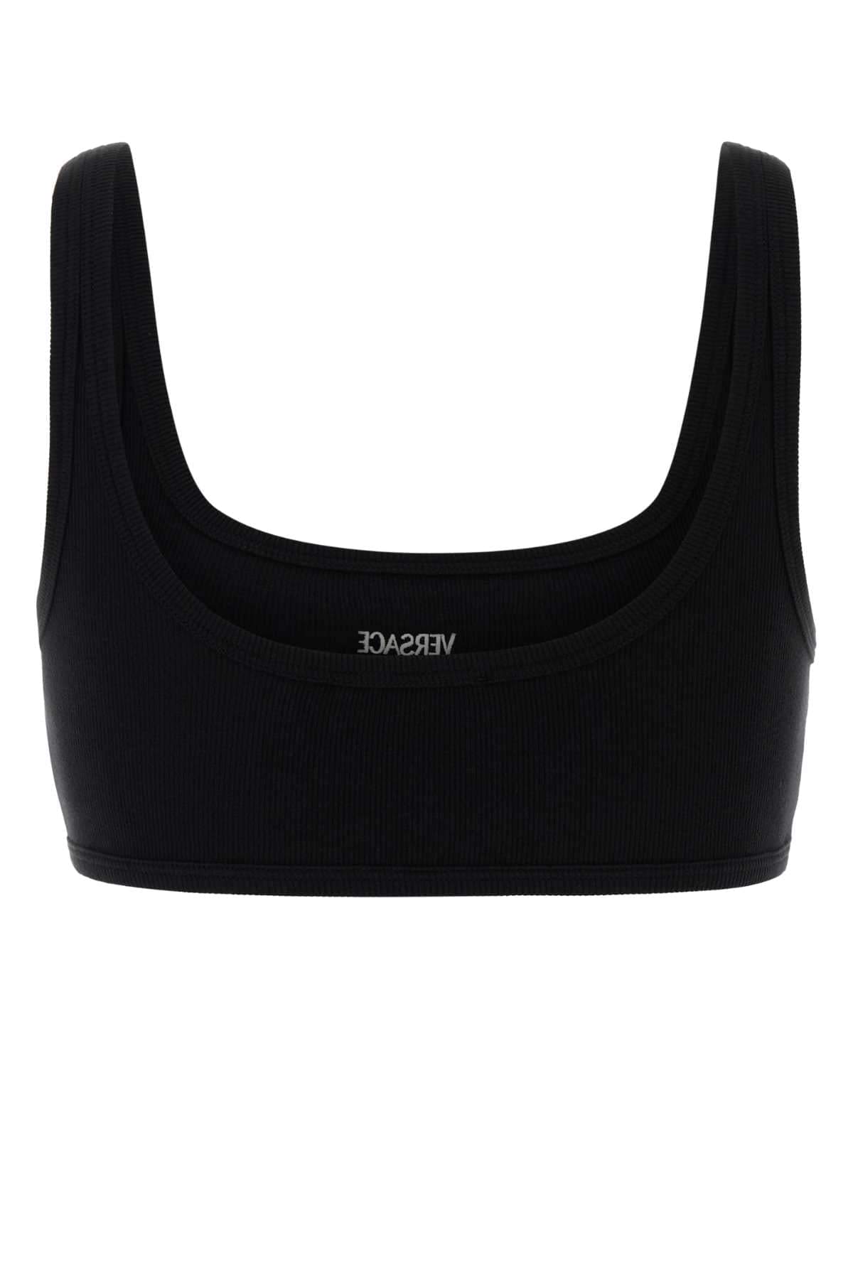 Versace Women Black Stretch Cotton Bra VERSACE
