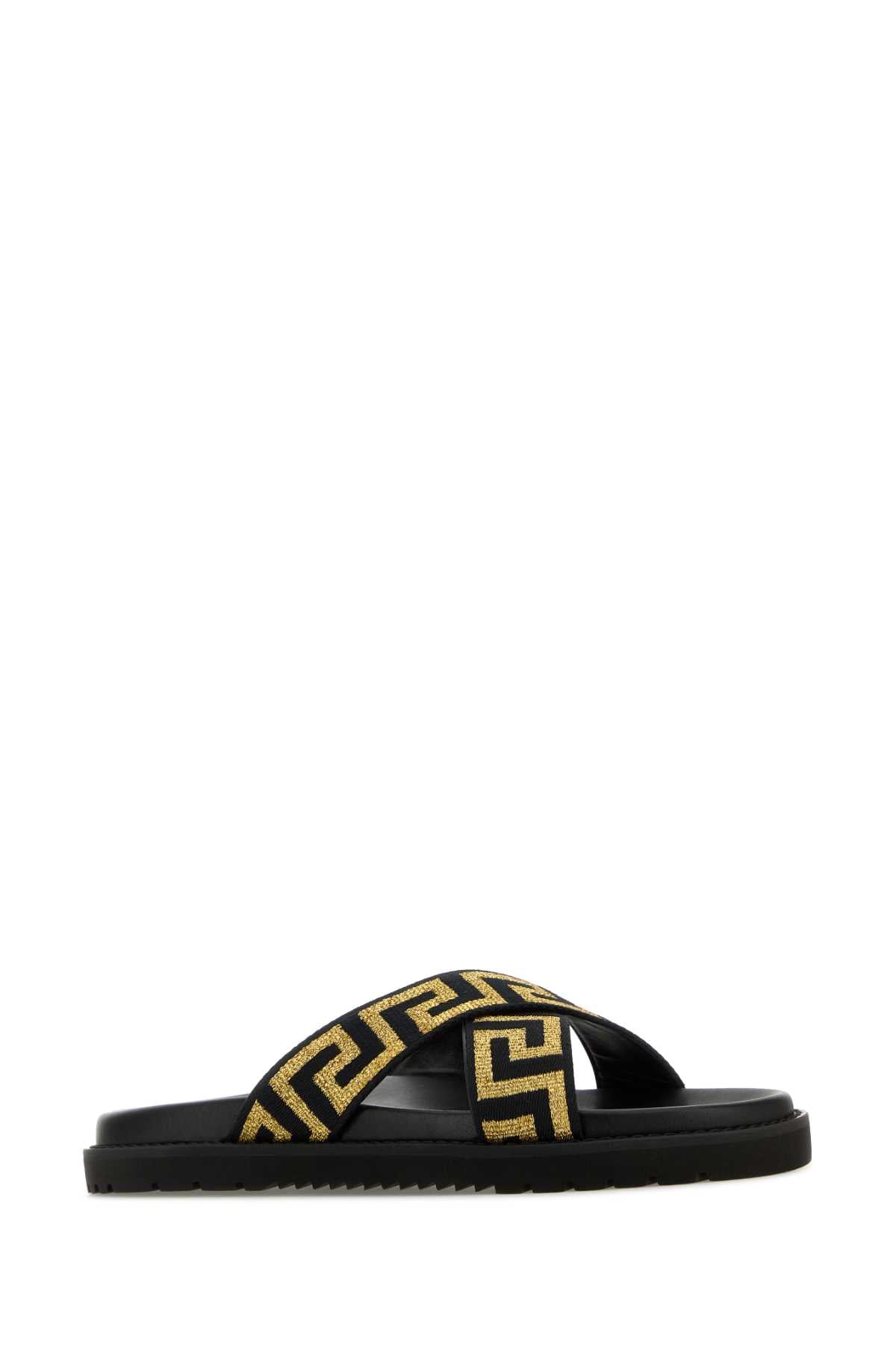 Versace Men Embroidered Fabric Slippers VERSACE