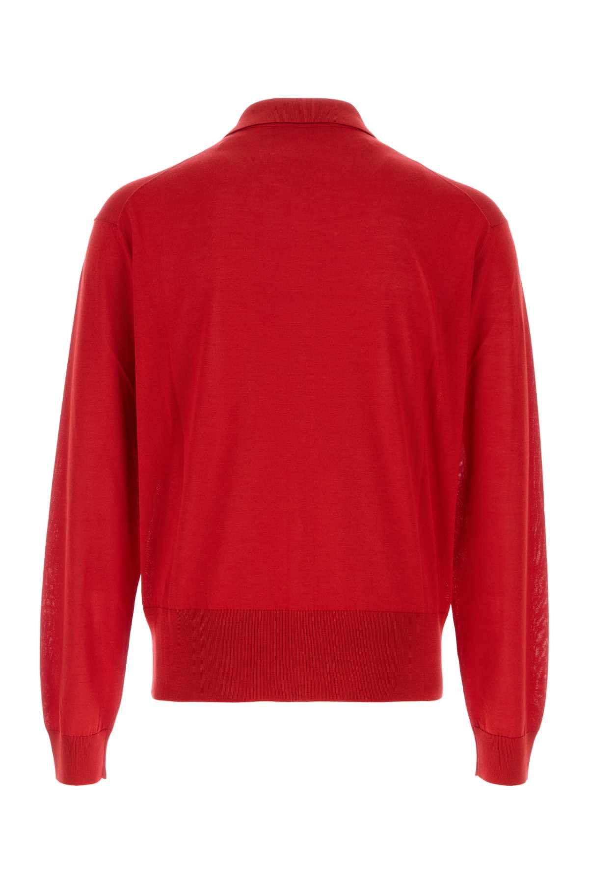 Versace Men Red Silk Blend Cardigan VERSACE