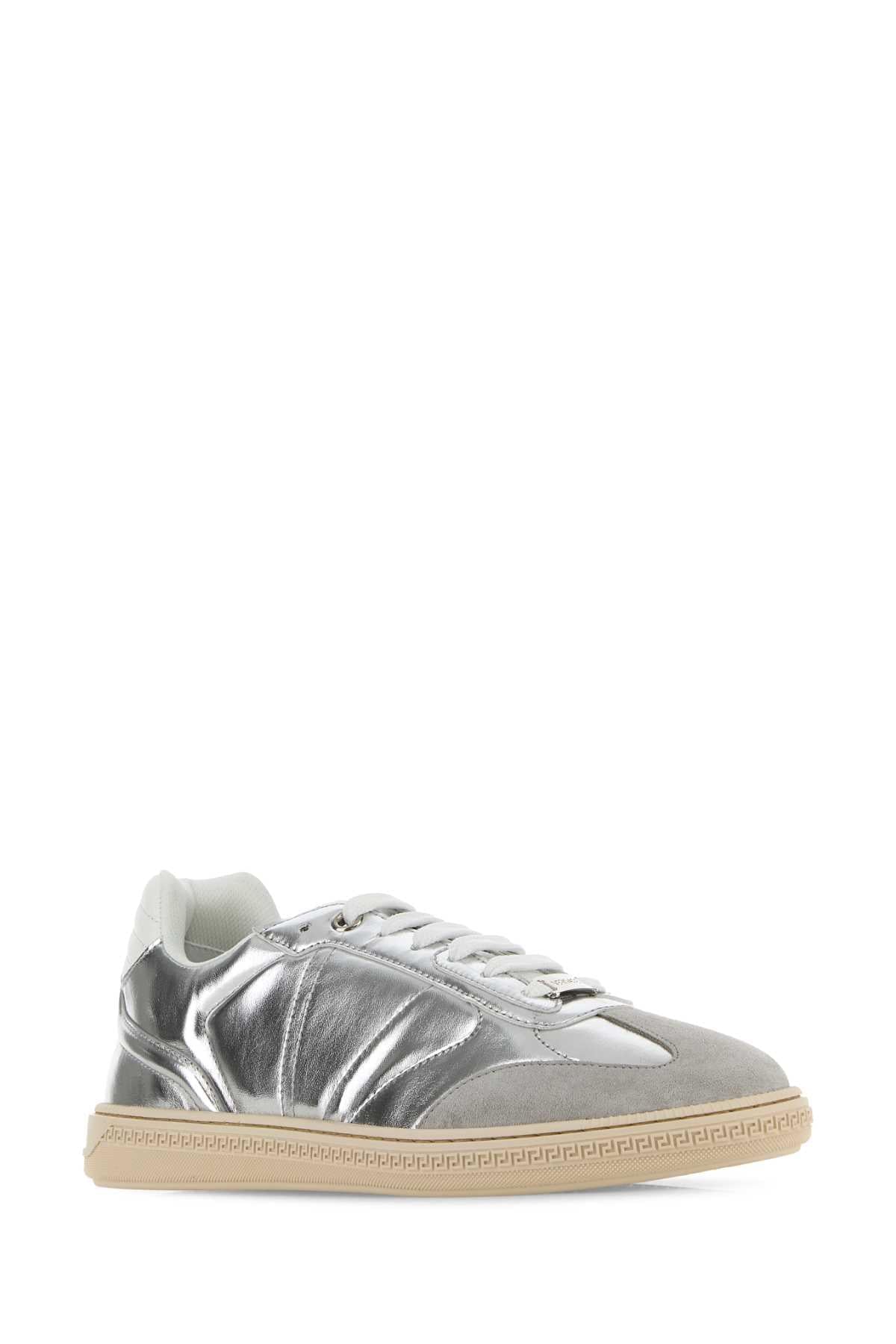 Versace Men Silver Leather Free Sneakers VERSACE