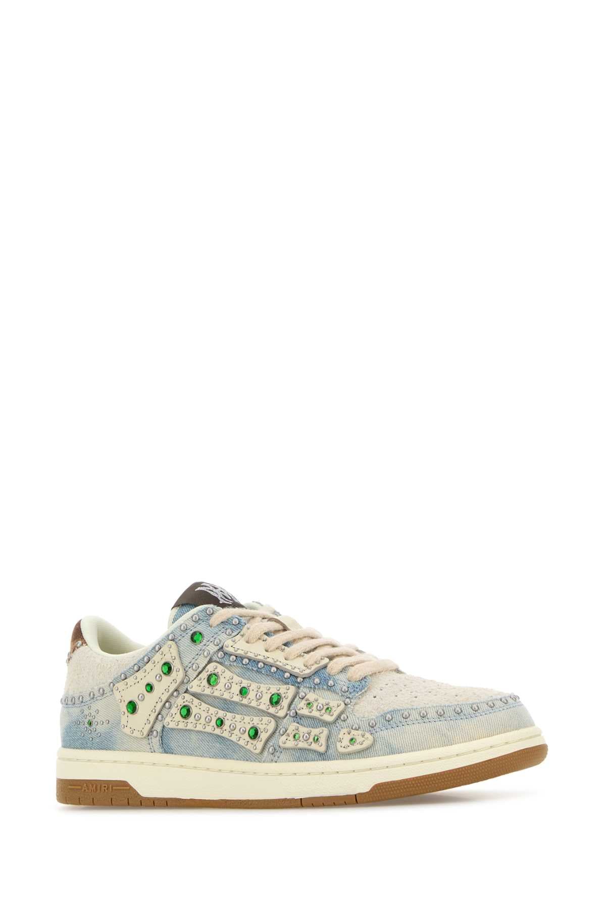 Amiri Men Denim Stud Skel Sneakers AMIRI