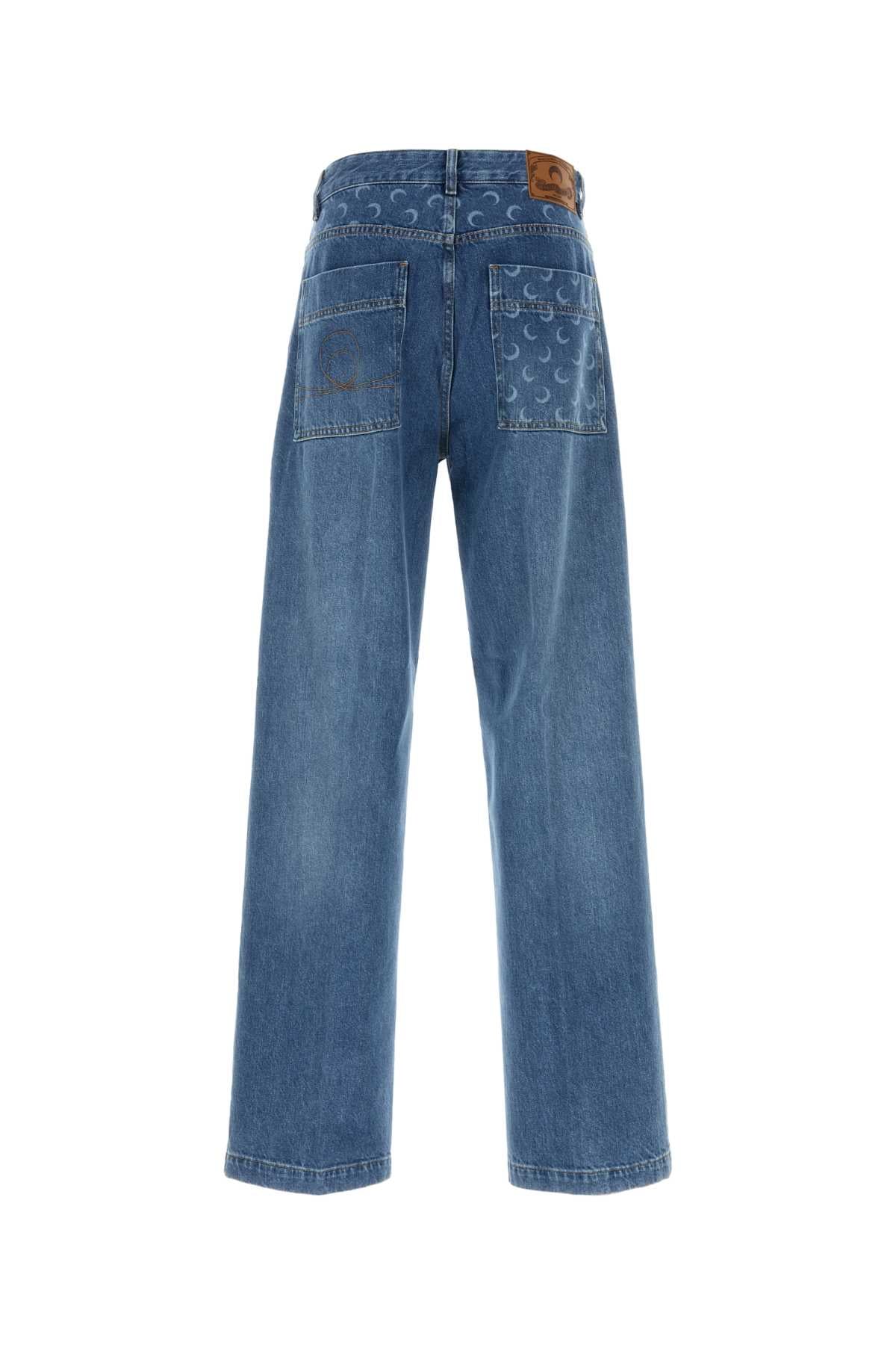 Marine Serre Men Light Blue Denim Straight Jeans MARINE SERRE