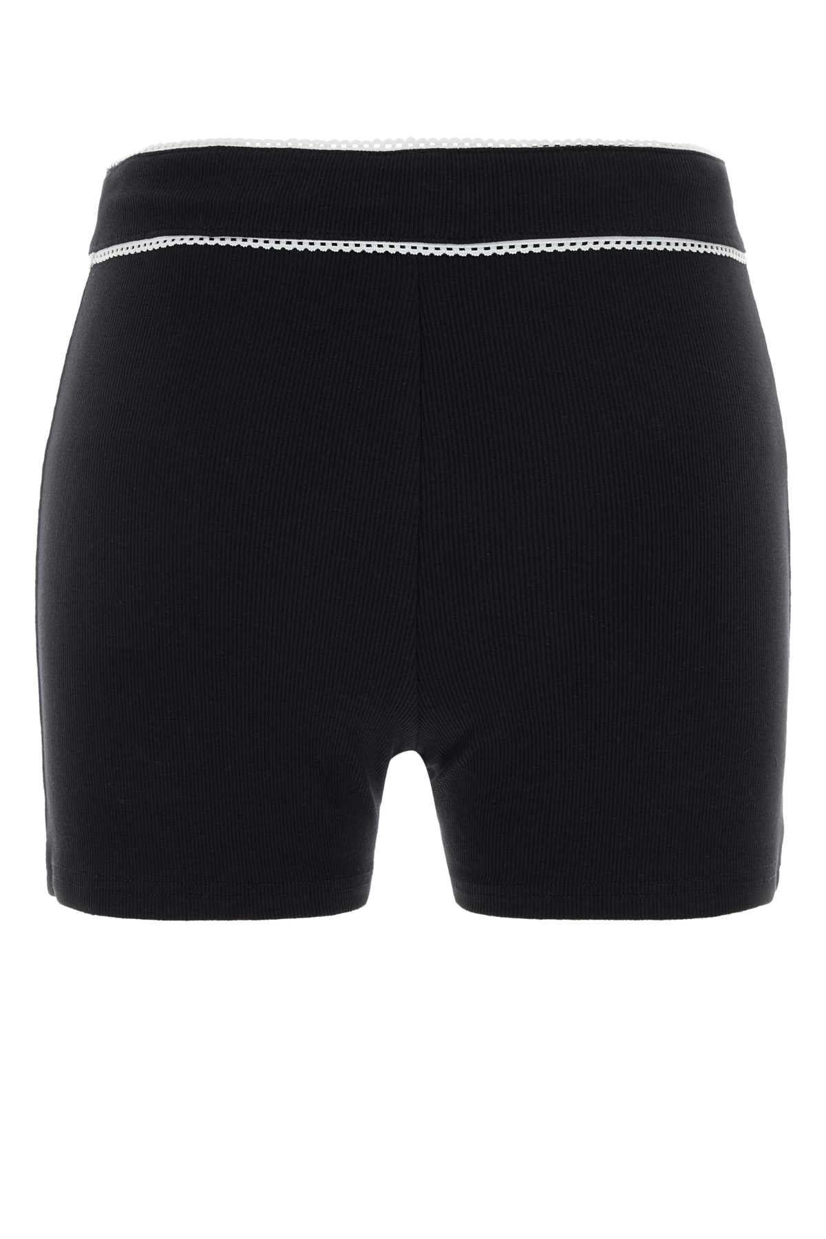 Marine Serre Women Black Stretch Cotton Shorts MARINE SERRE