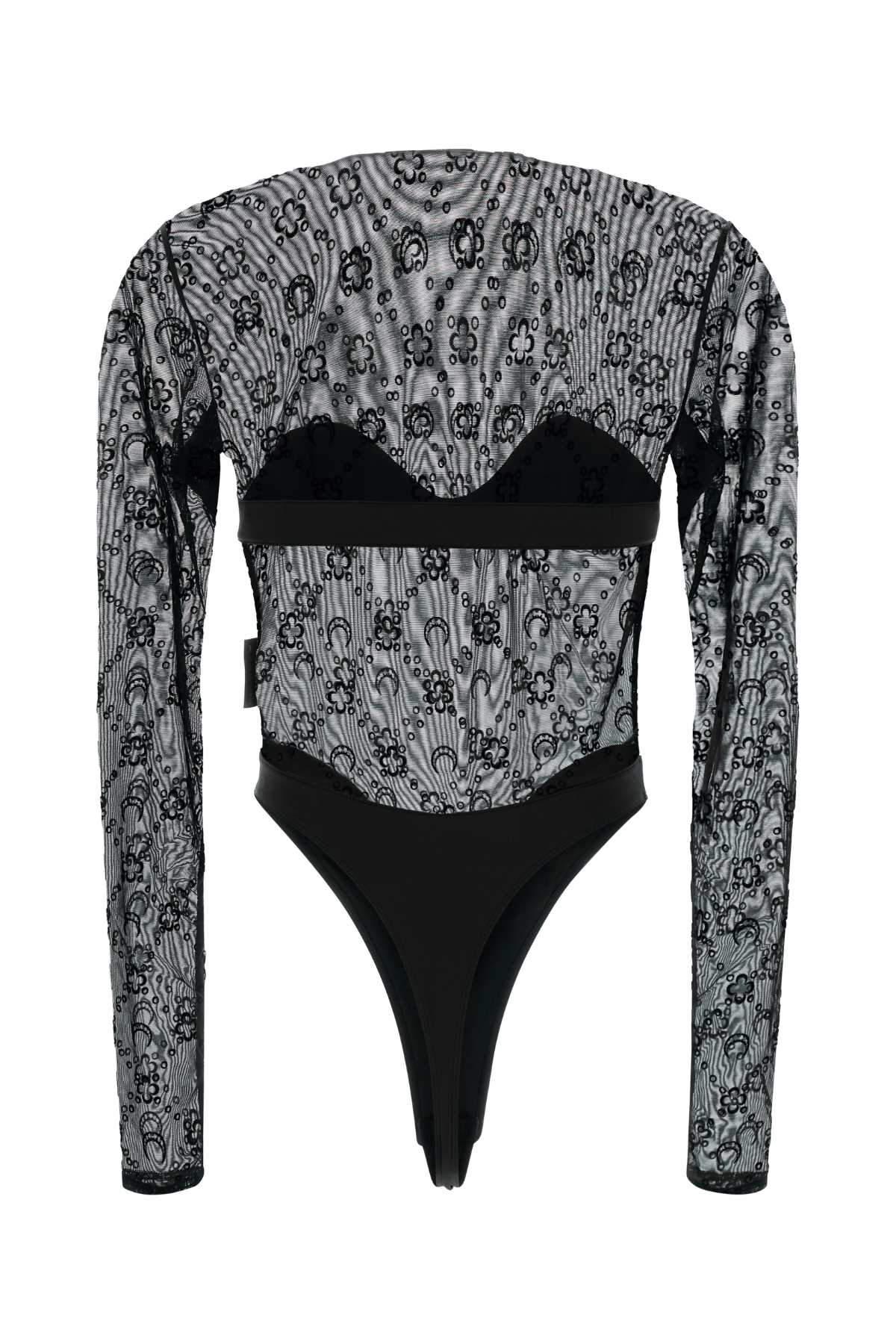 Marine Serre Women Black Stretch Tulle Bodysuit MARINE SERRE