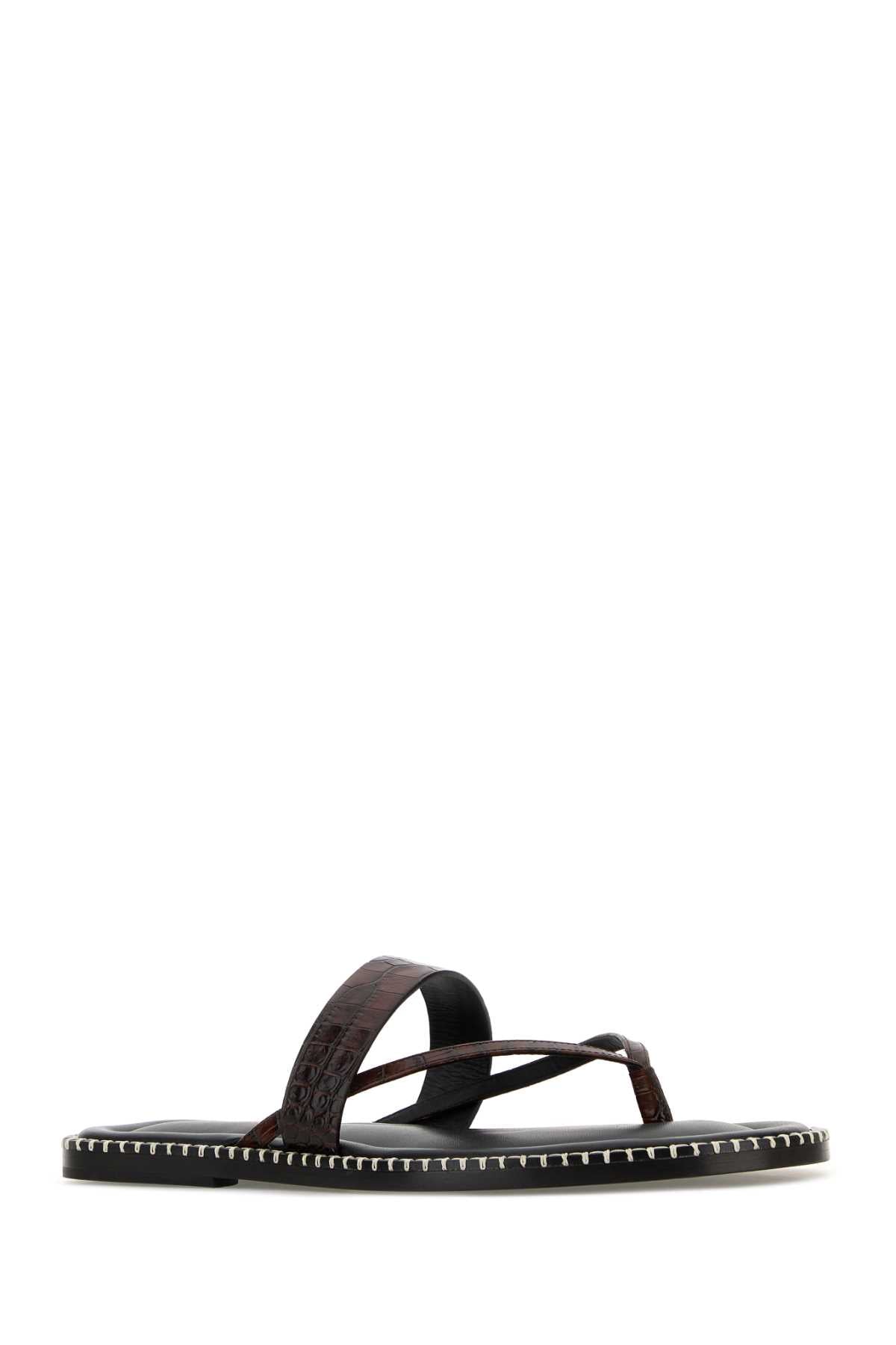 Dries Van Noten Men Brown Leather Thong Slippers DRIES VAN NOTEN