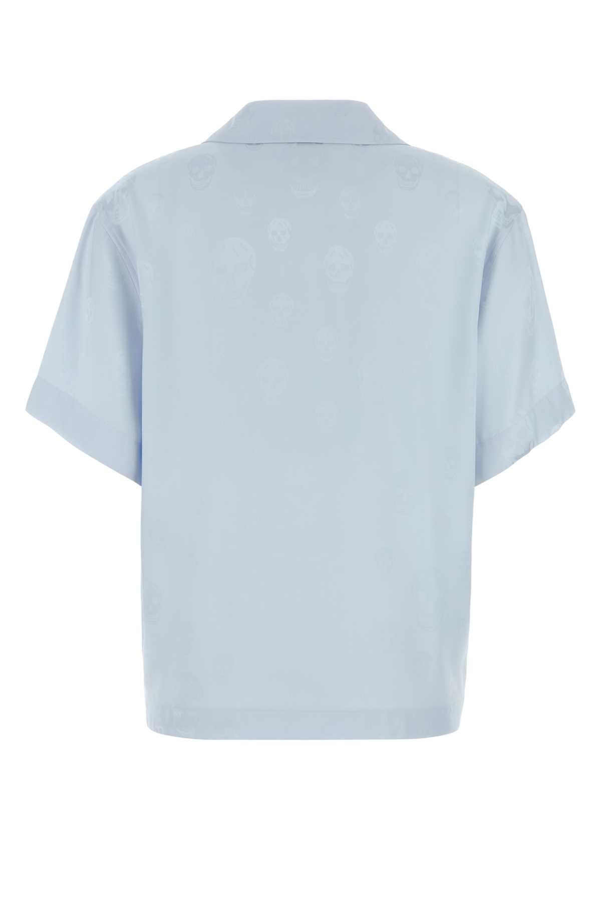 Alexander Mcqueen Women Pastel Light Blue Satin Shirt ALEXANDER MCQUEEN